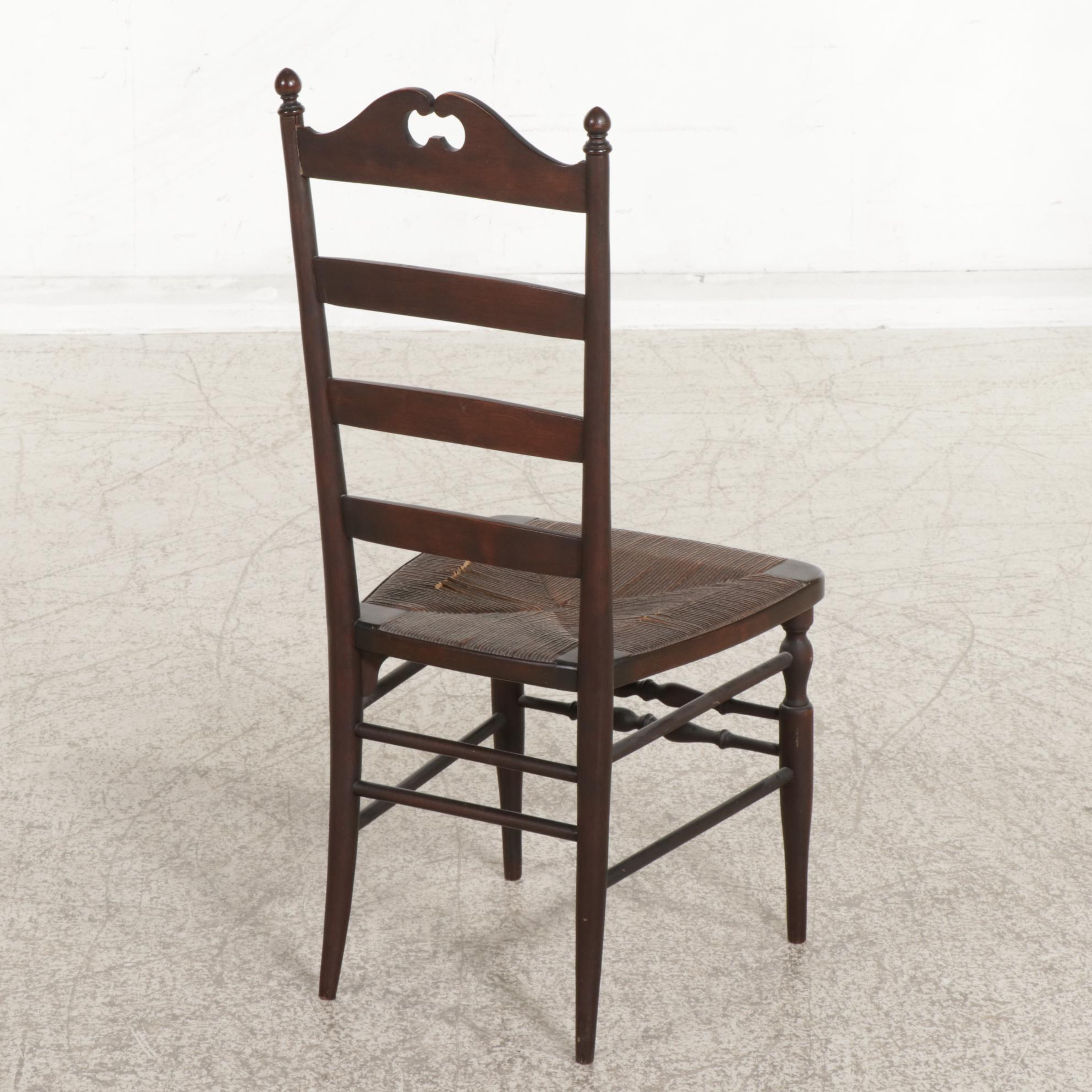 Early American Style Walnut-Finish Spinet Desk, Chair and Mirror