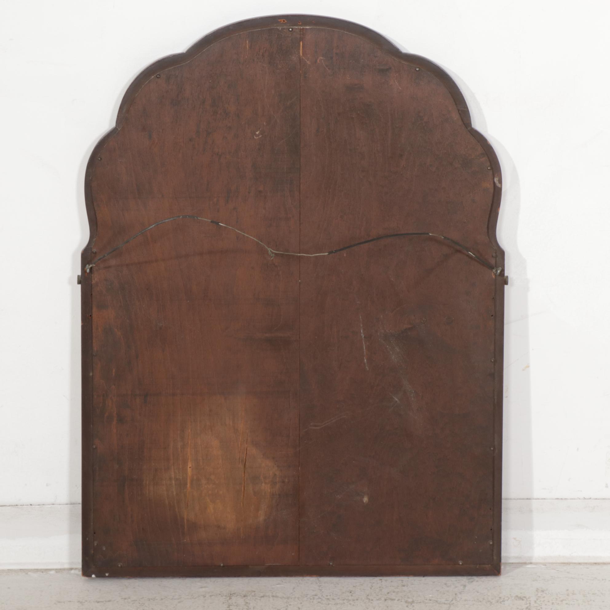 Early American Style Walnut-Finish Spinet Desk, Chair and Mirror