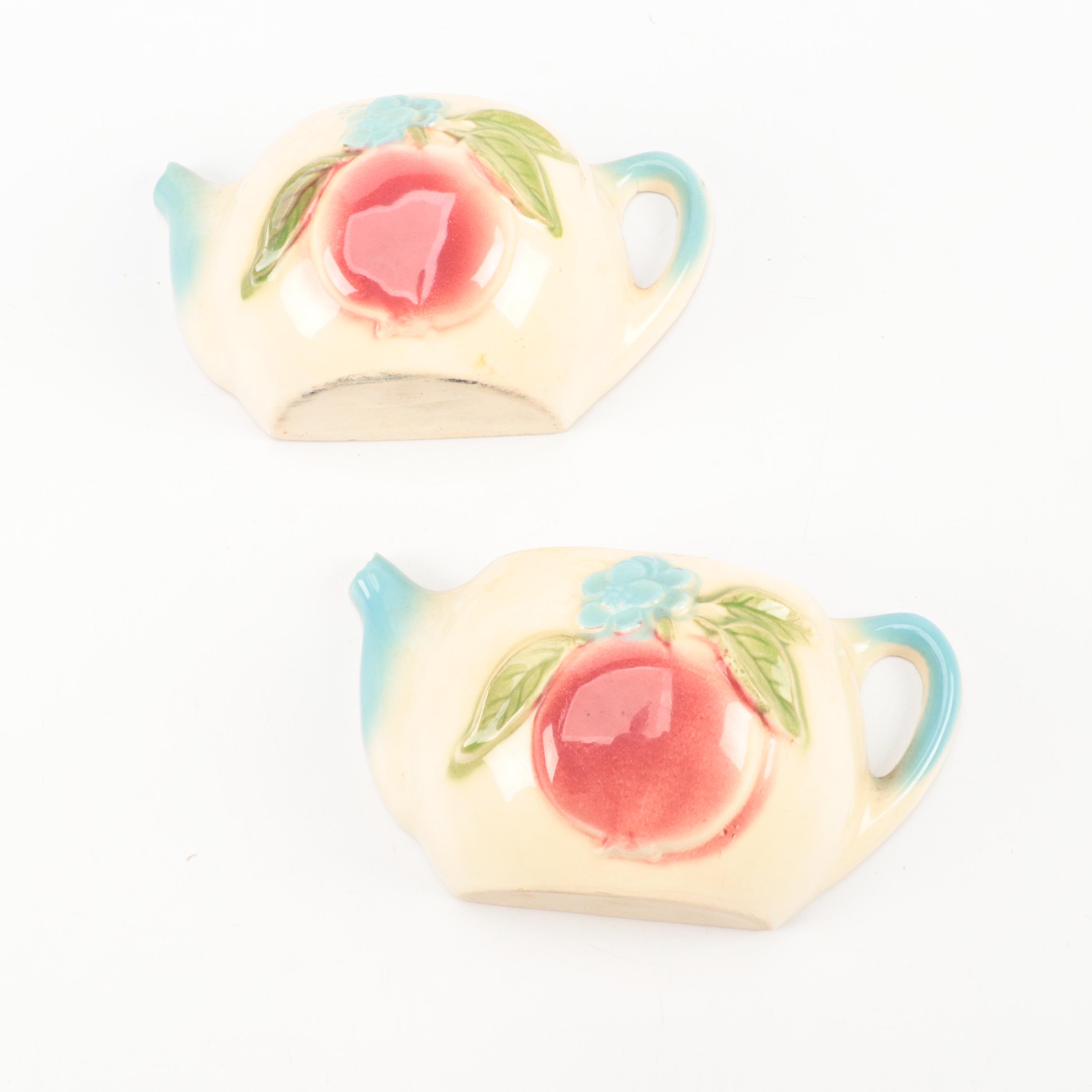 McCoy Pottery Grape Vine Pitcher with Fruit Basket Bowl and Teapot Wall Pockets