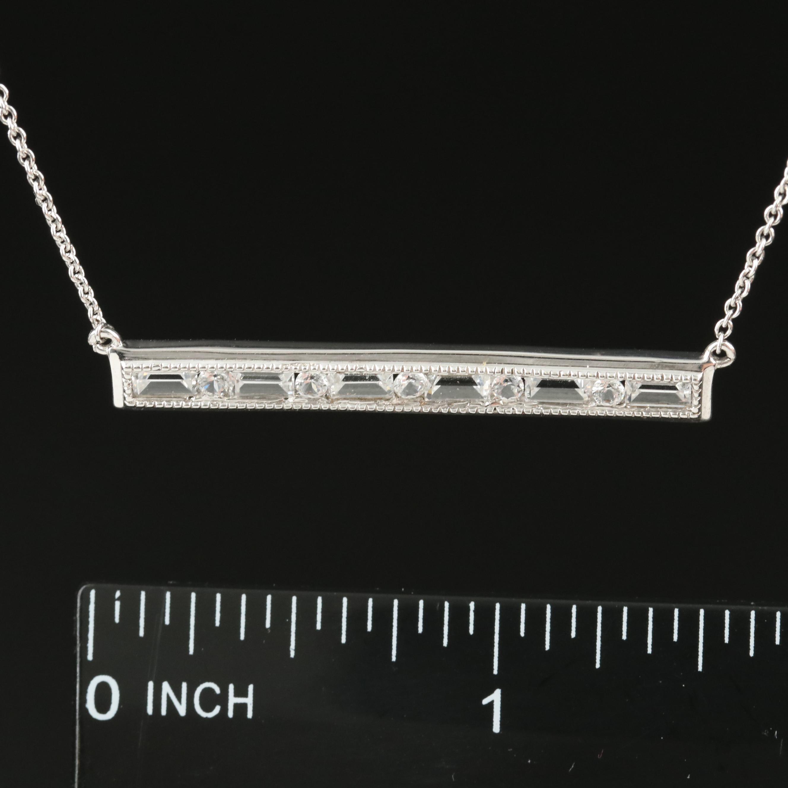 Sterling Sapphire Bar Pendant Necklace