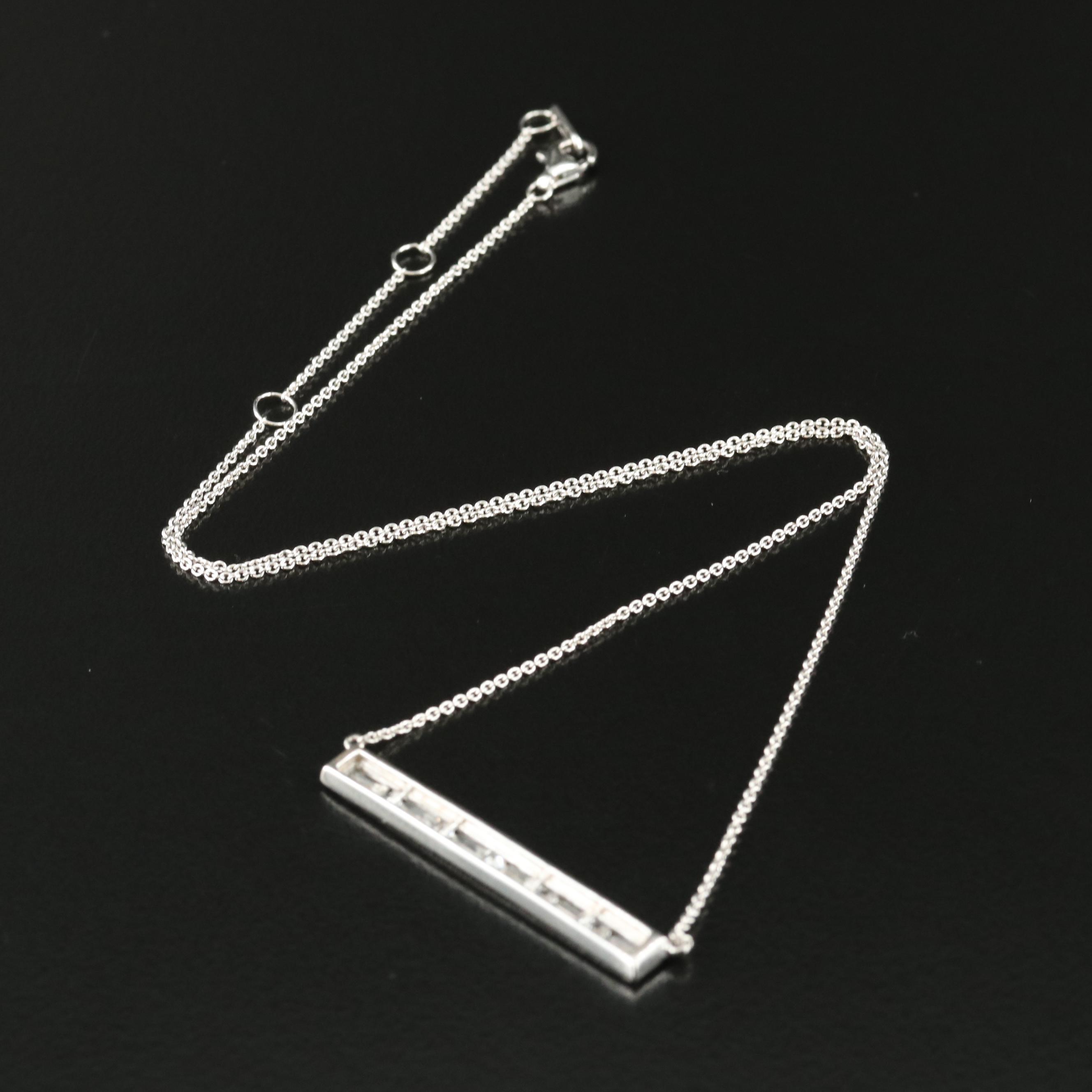 Sterling Sapphire Bar Pendant Necklace