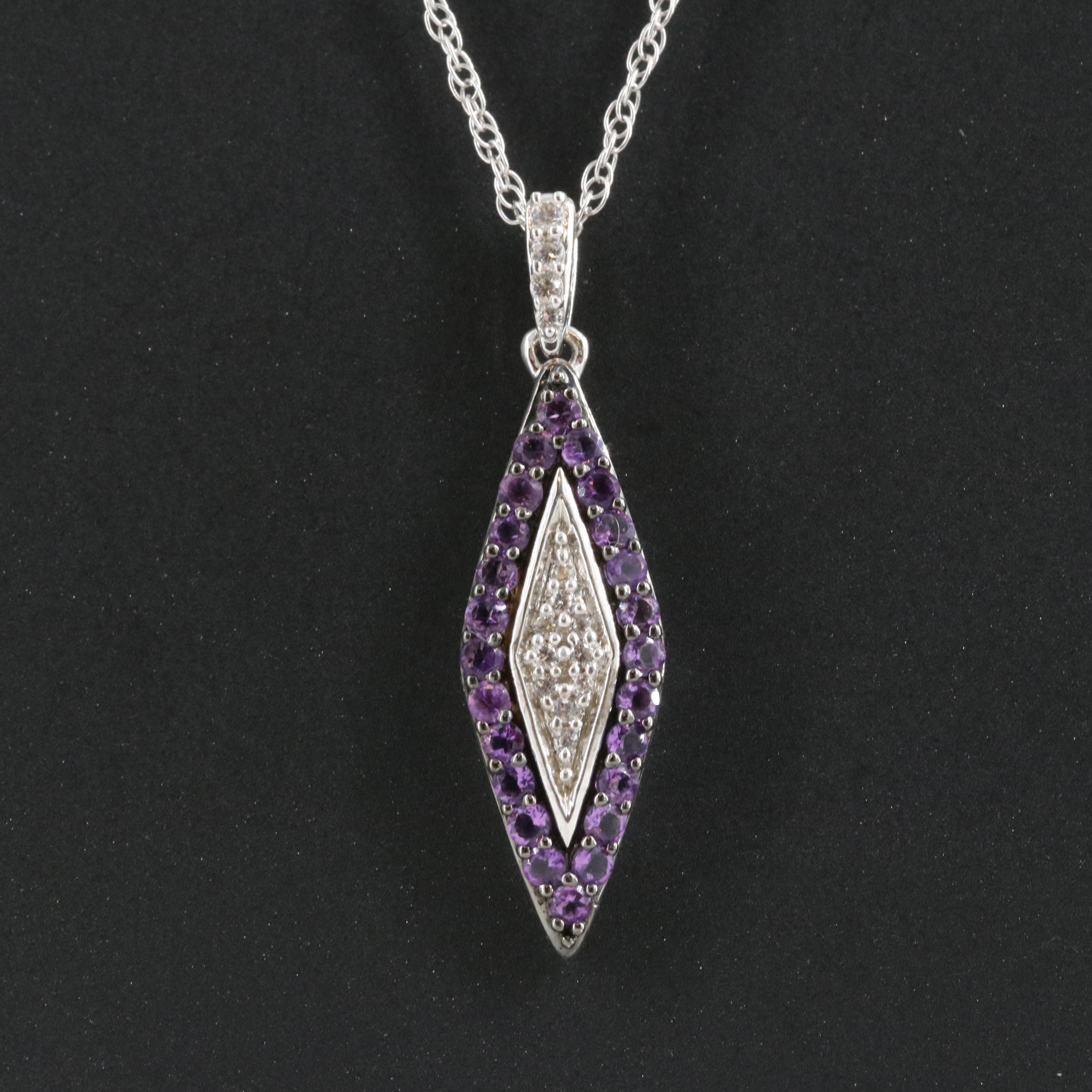 Sterling Amethyst and Sapphire Pendant Necklace