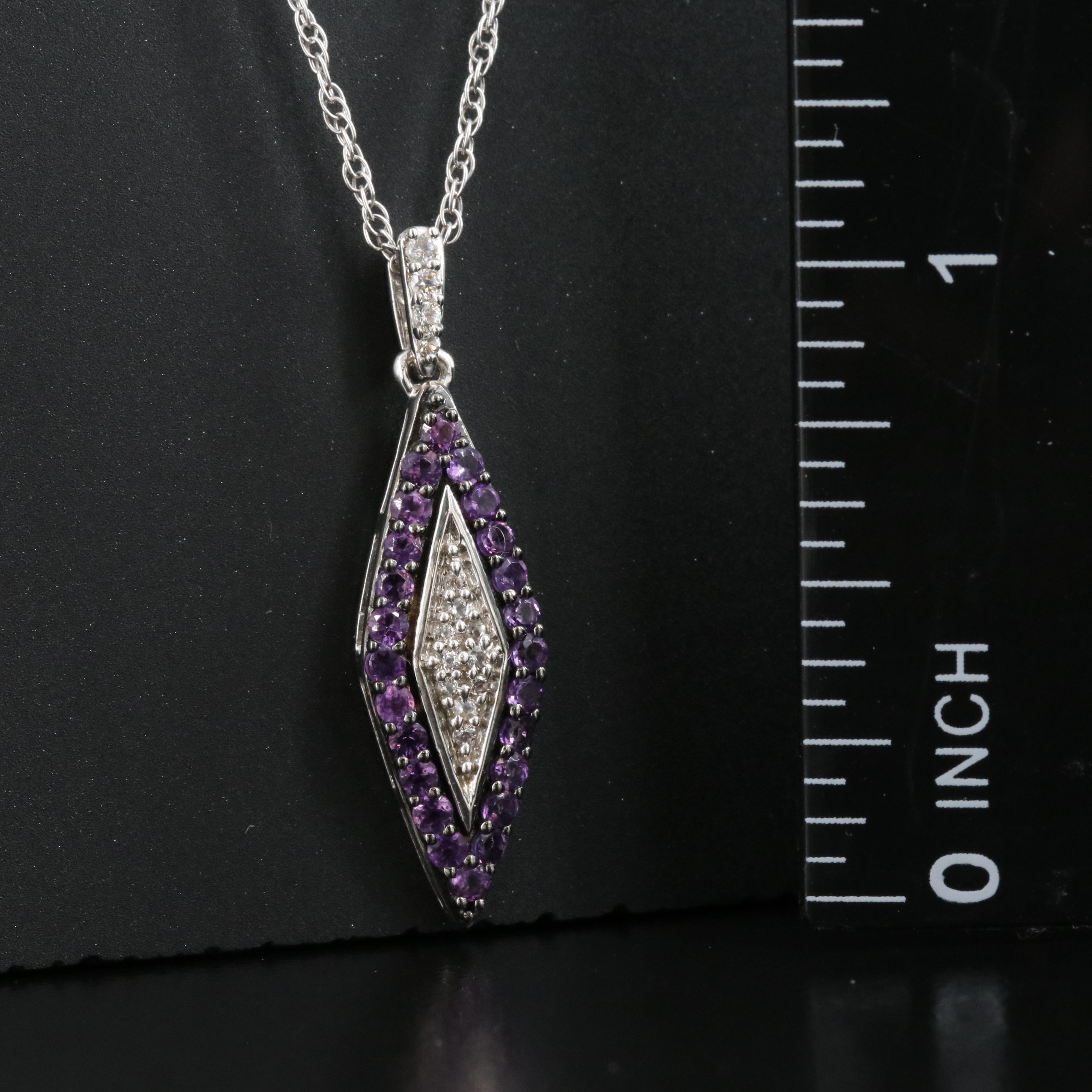 Sterling Amethyst and Sapphire Pendant Necklace