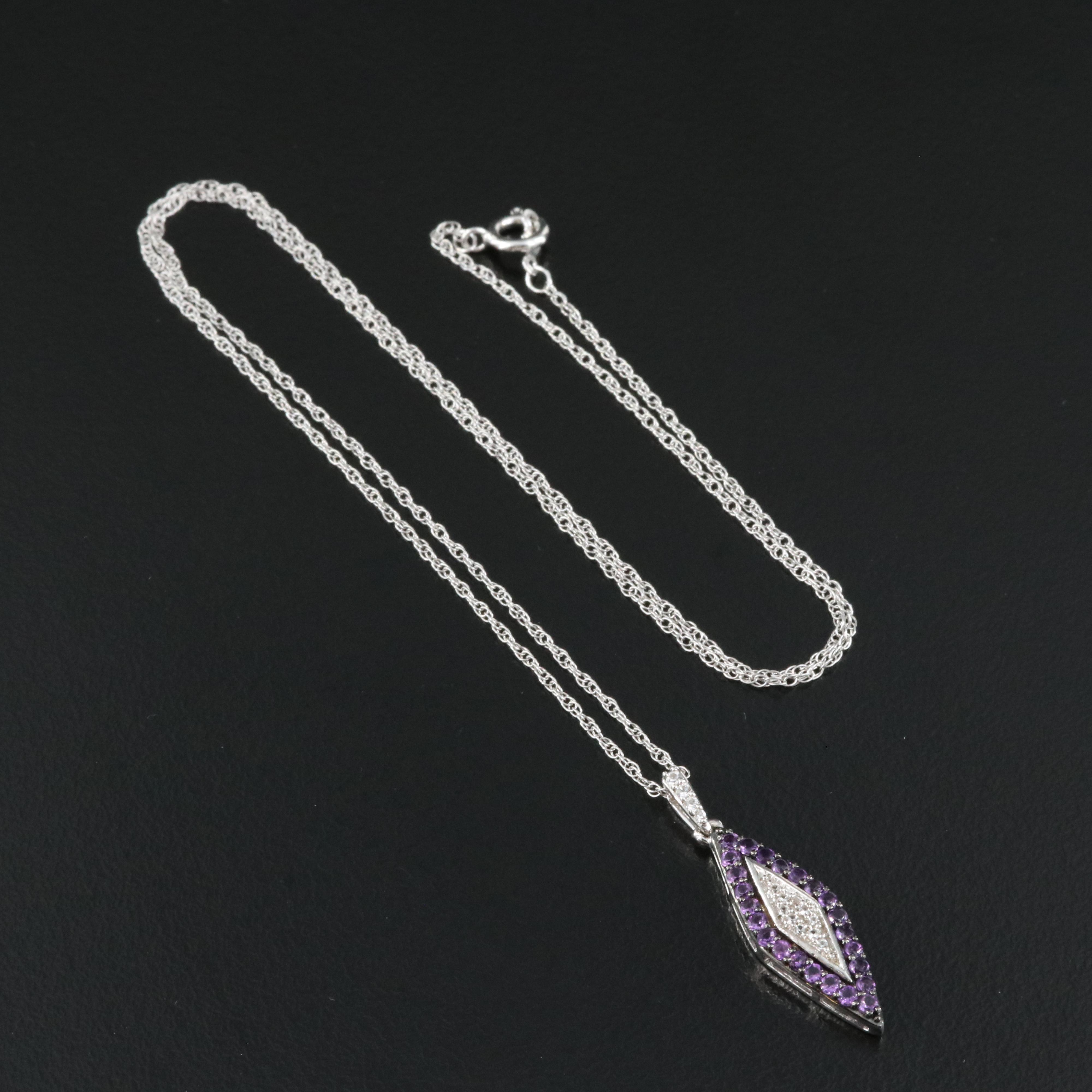 Sterling Amethyst and Sapphire Pendant Necklace