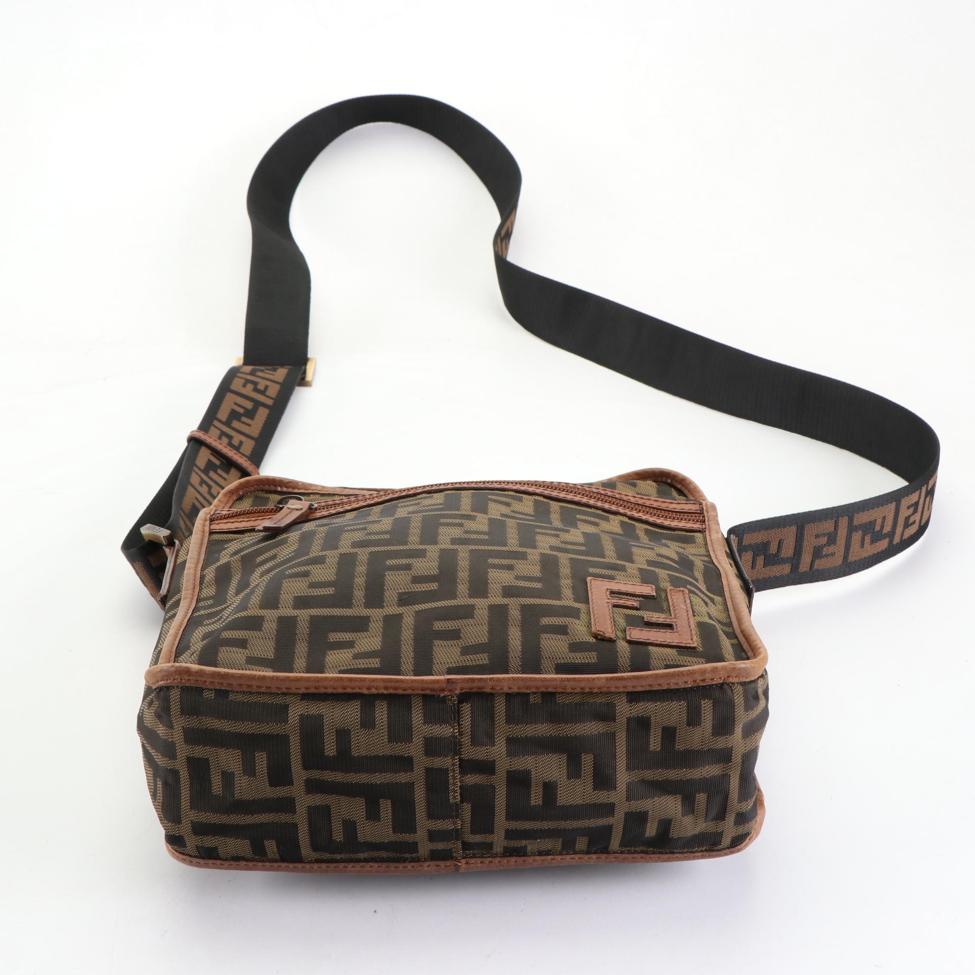 Fendi Zip-Around Crossbody in Zucca Canvas and Leather