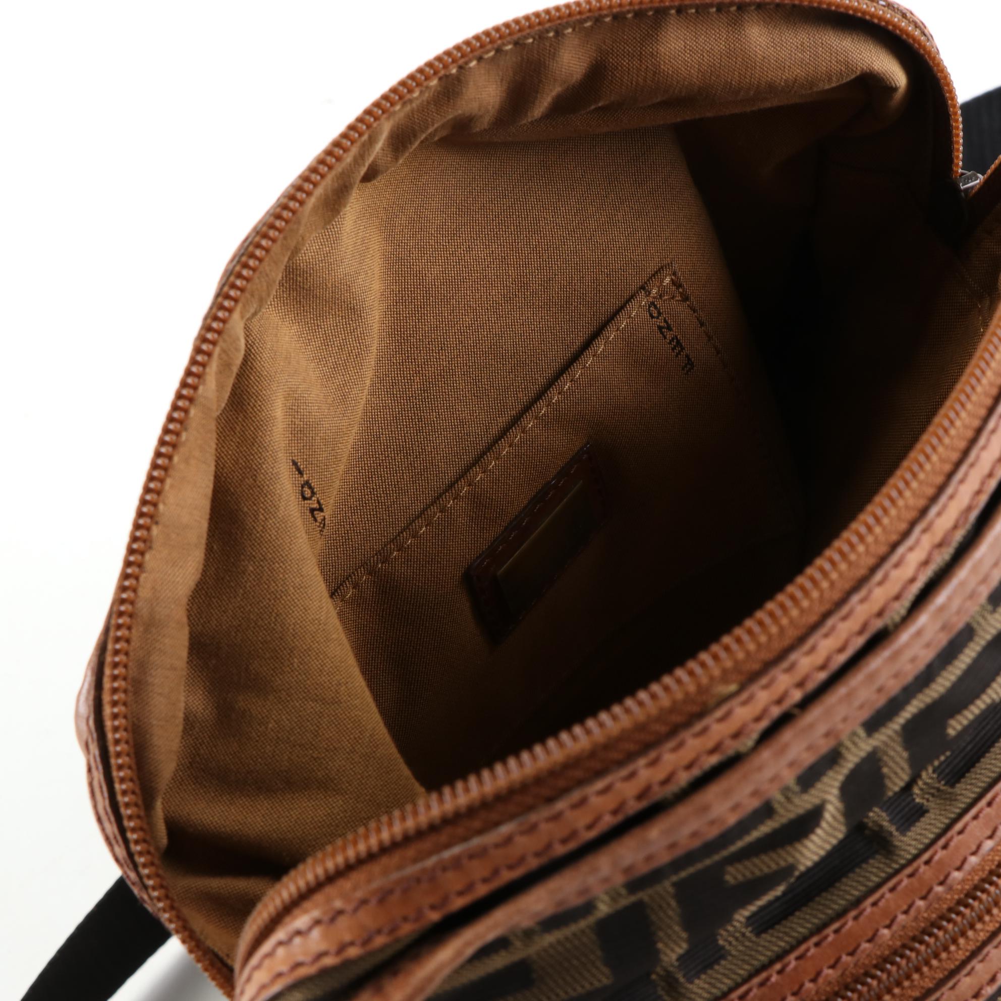 Fendi Zip-Around Crossbody in Zucca Canvas and Leather