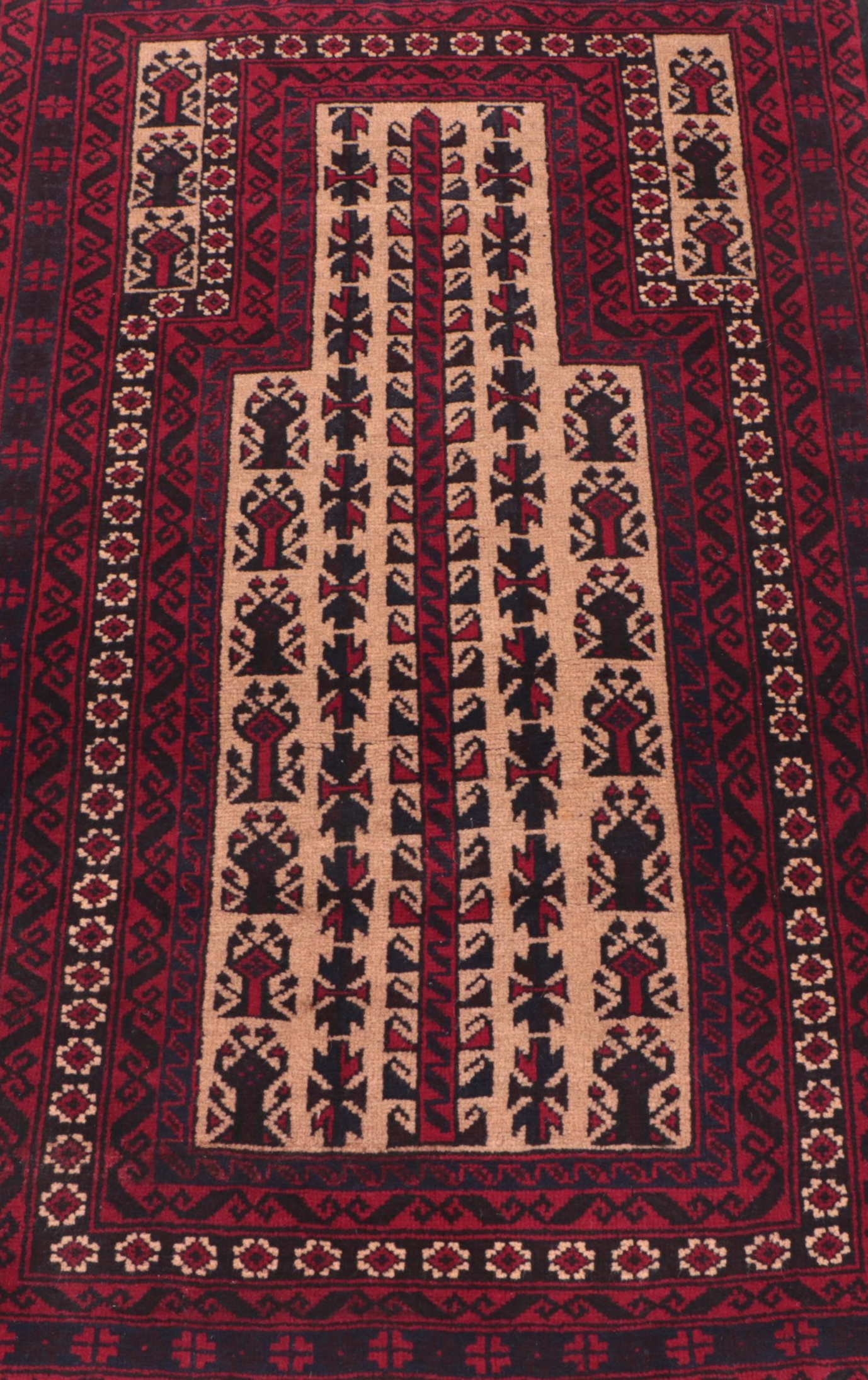 2'11 x 4'6 Hand-Knotted Afghan Baluch Prayer Rug