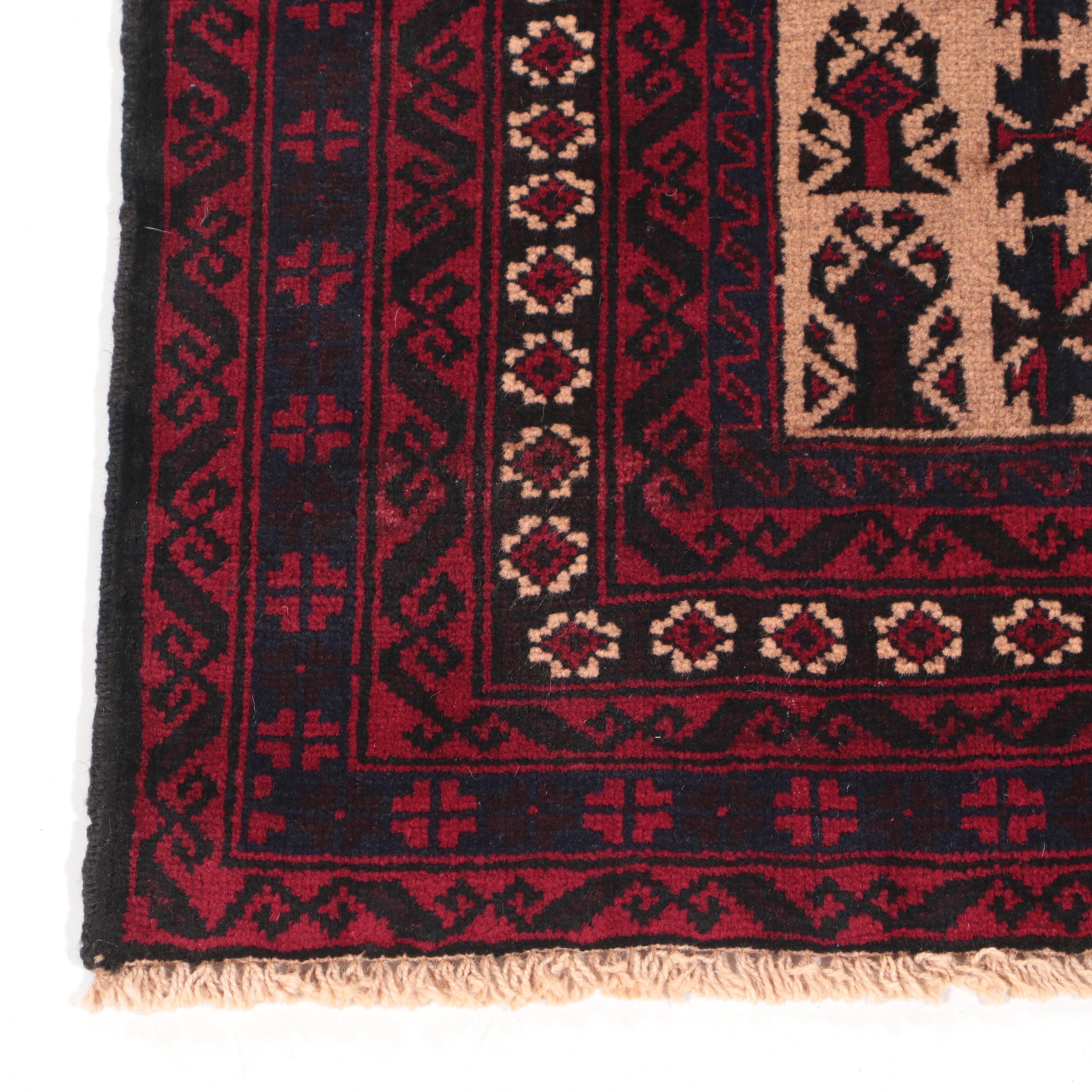 2'11 x 4'6 Hand-Knotted Afghan Baluch Prayer Rug