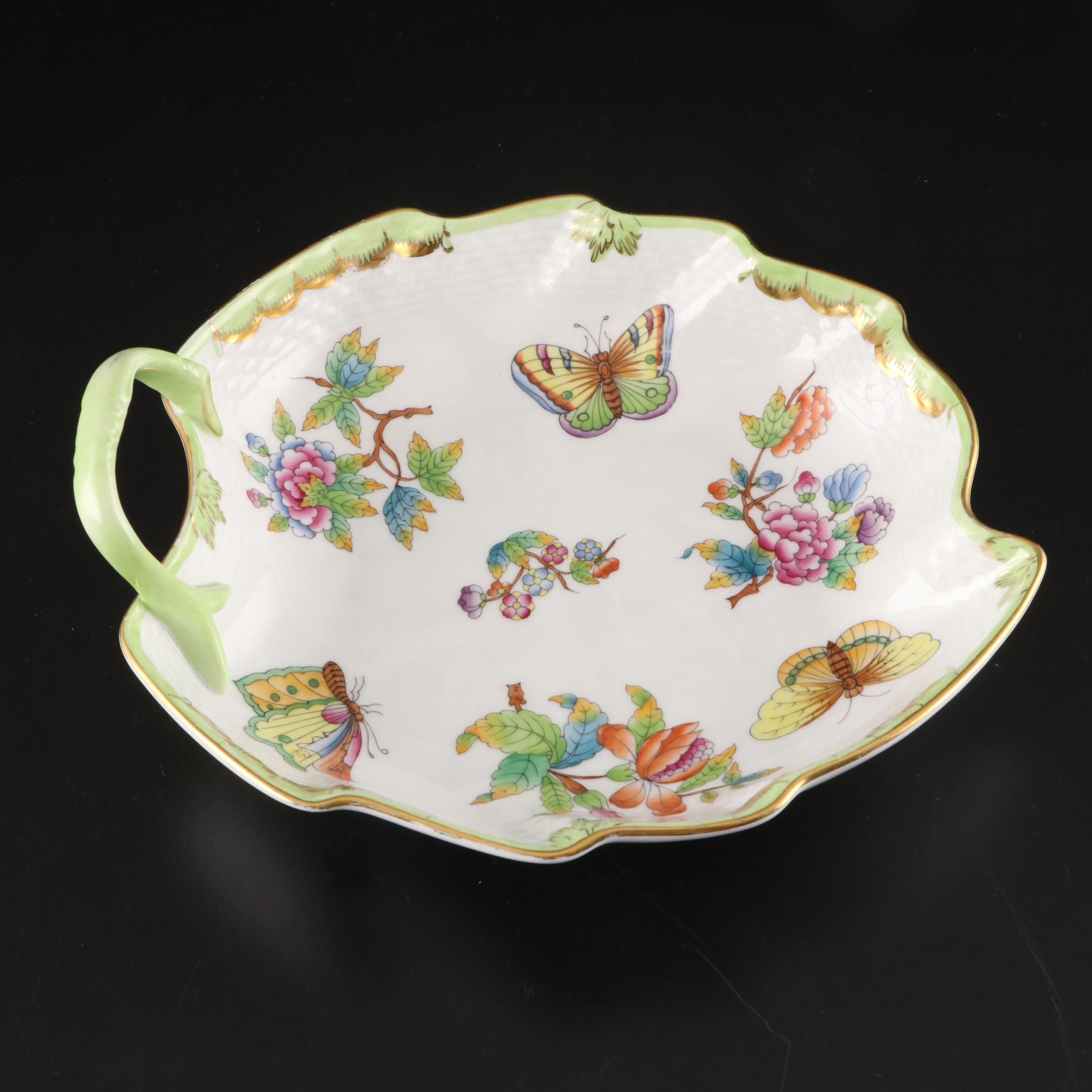 Herend Porcelain "Victoria" Leaf Dish, 20th Century
