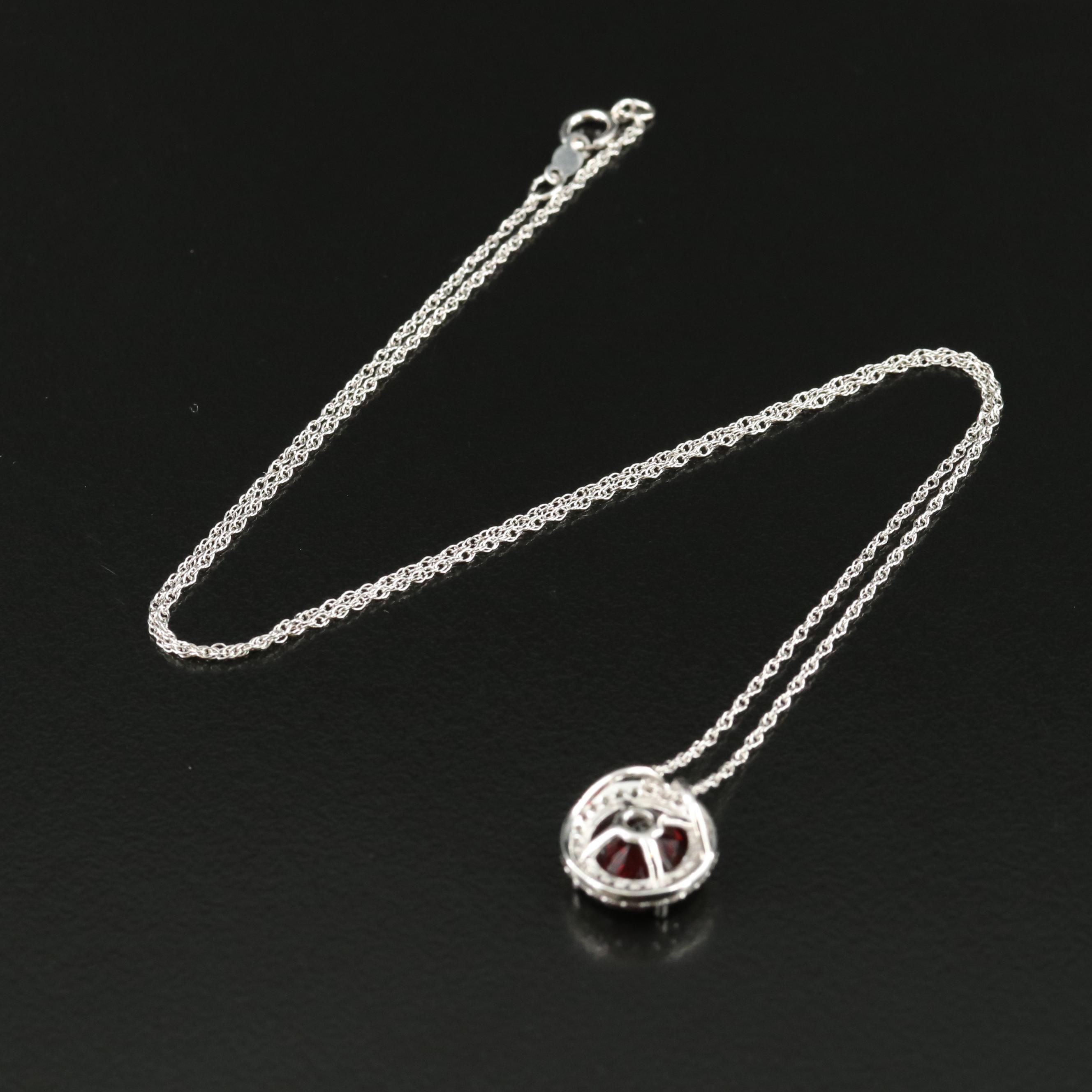 Sterling Garnet and Sapphire Pendant Necklace
