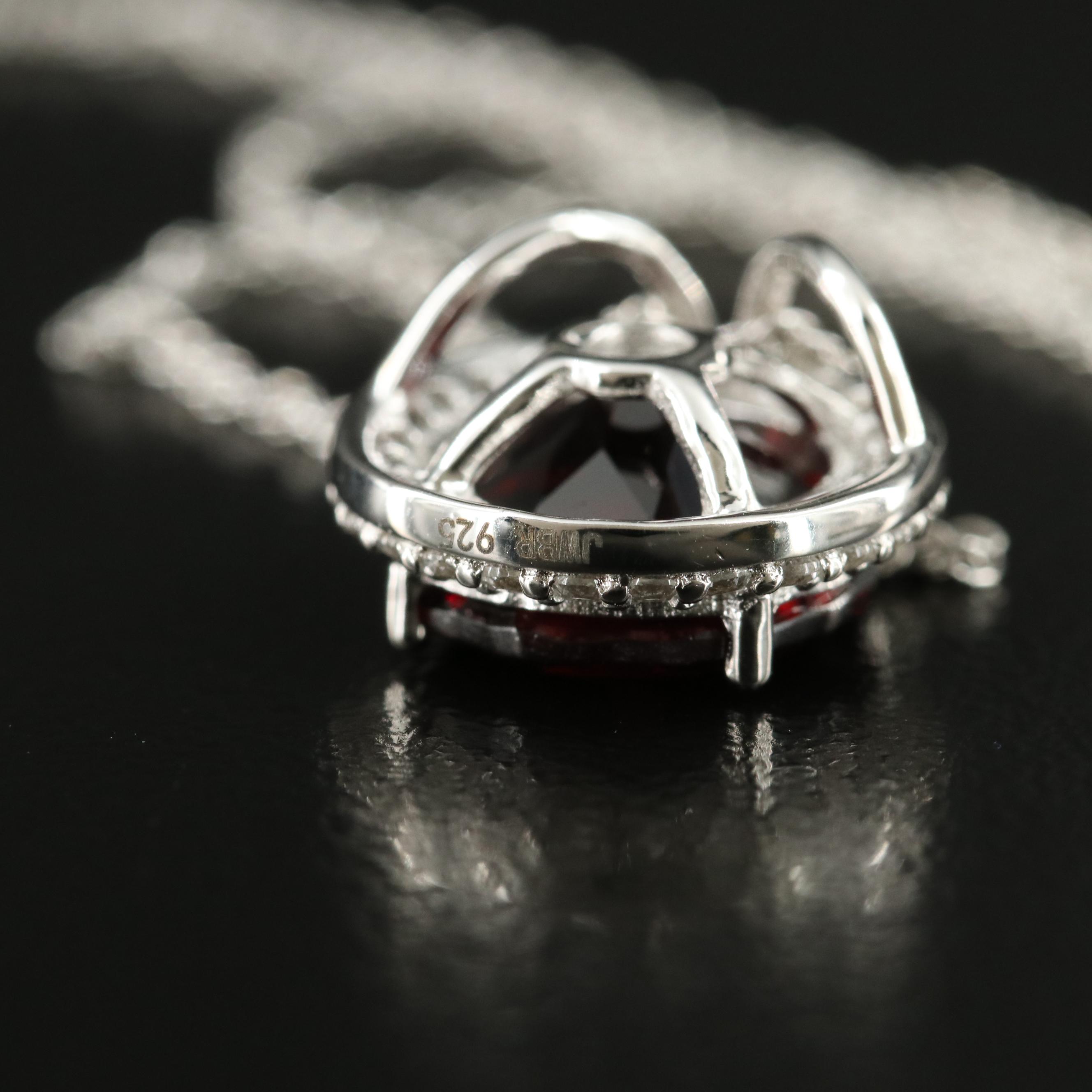 Sterling Garnet and Sapphire Pendant Necklace