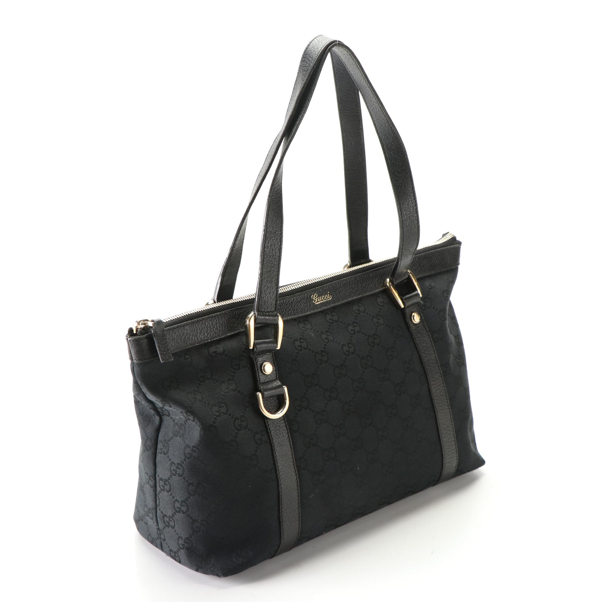 Gucci Abbey Tote in GG Monogram Canvas and Cinghiale Leather