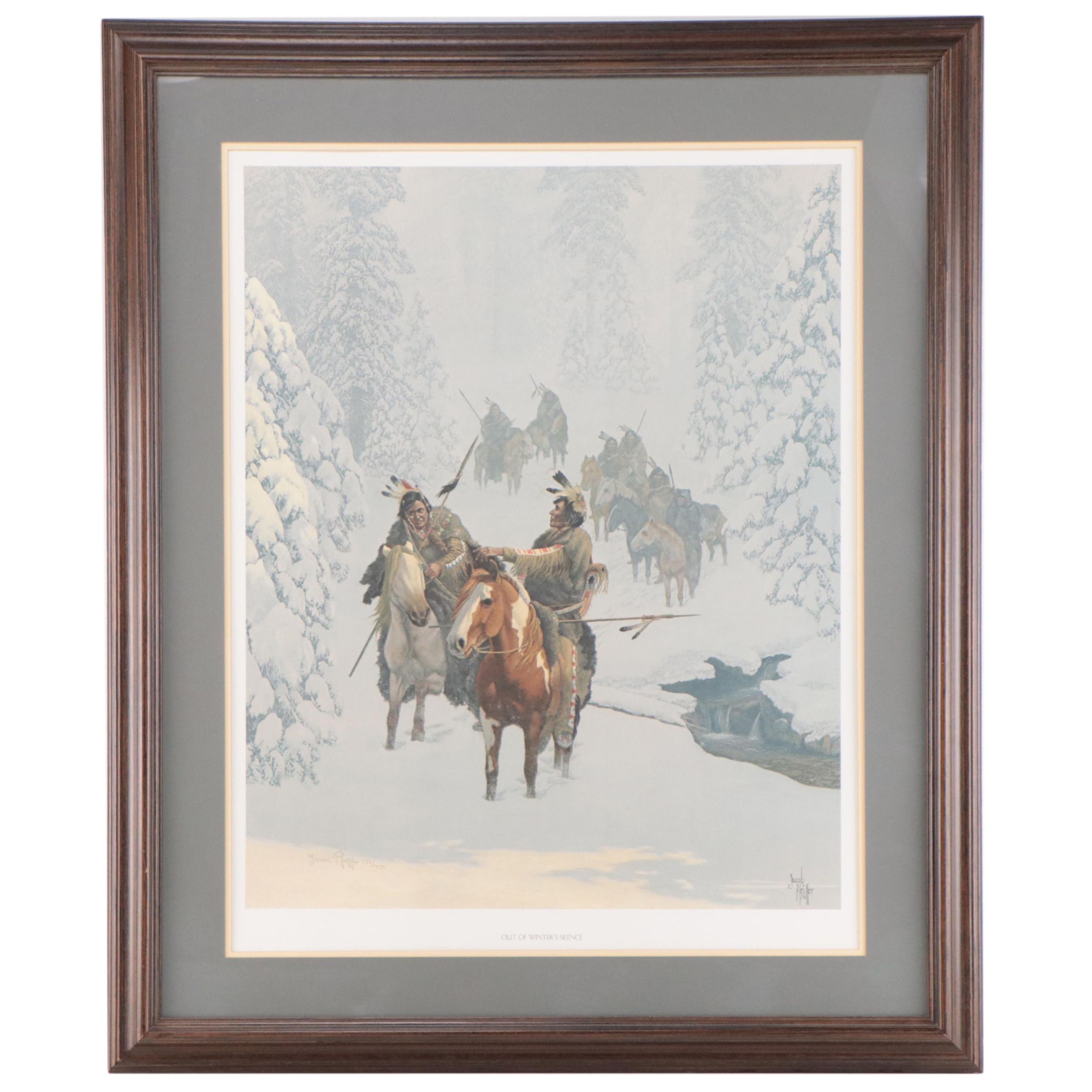 Jacob Pfeiffer Offset Lithograph "Out of Winter's Silence," Late 20th Century