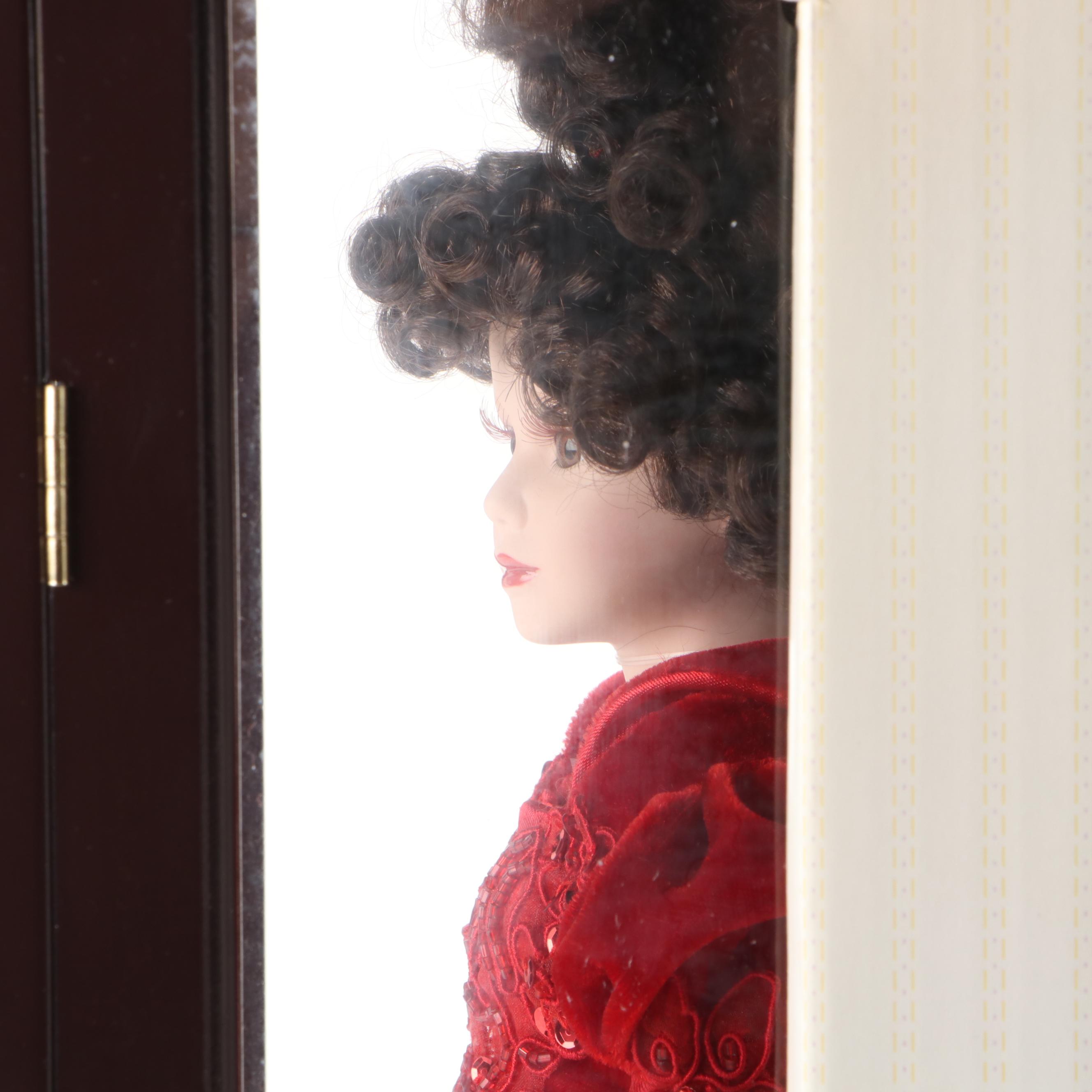 BK Collectibles Camellia Garden Collection Porcelain Dolls with Display Cases