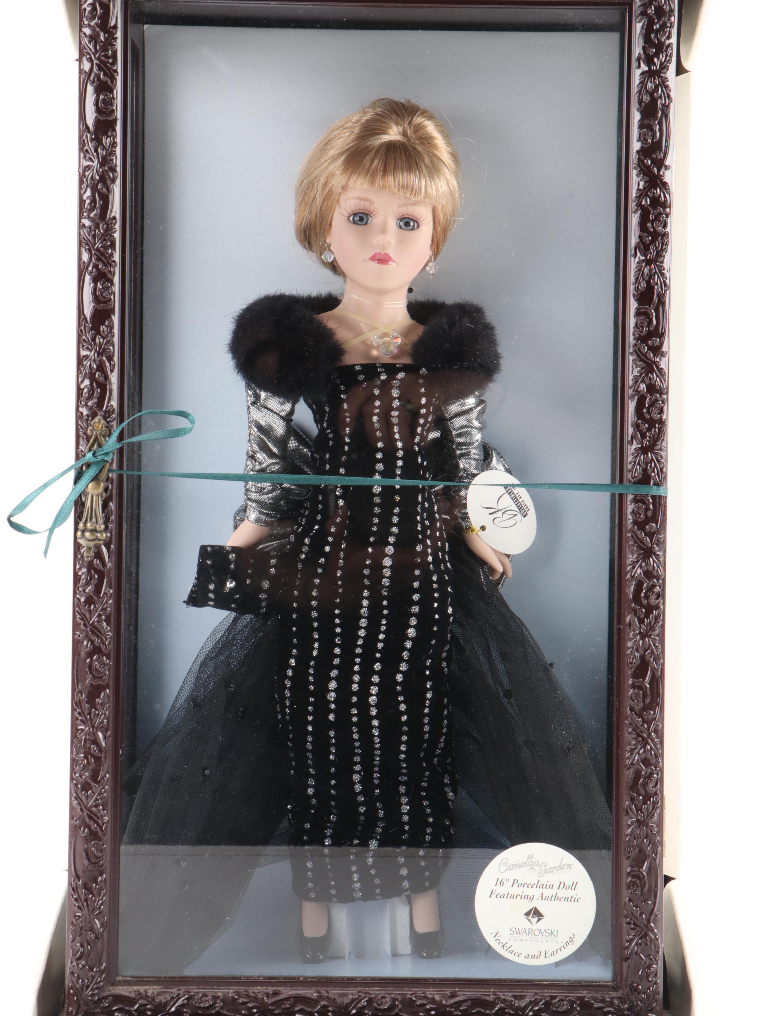 BK Collectibles Camellia Garden Collection Porcelain Dolls with Display Cases