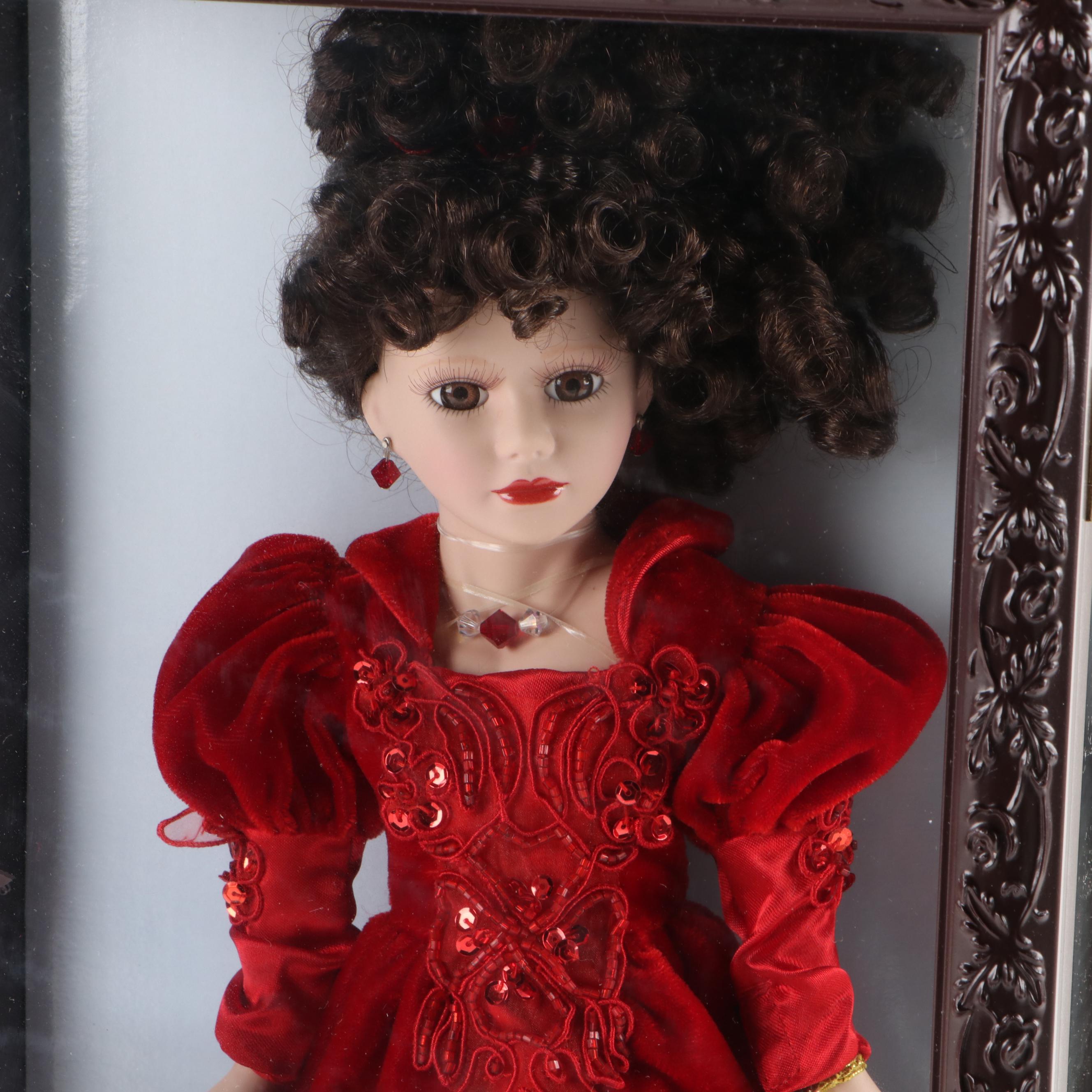 BK Collectibles Camellia Garden Collection Porcelain Dolls with Display Cases