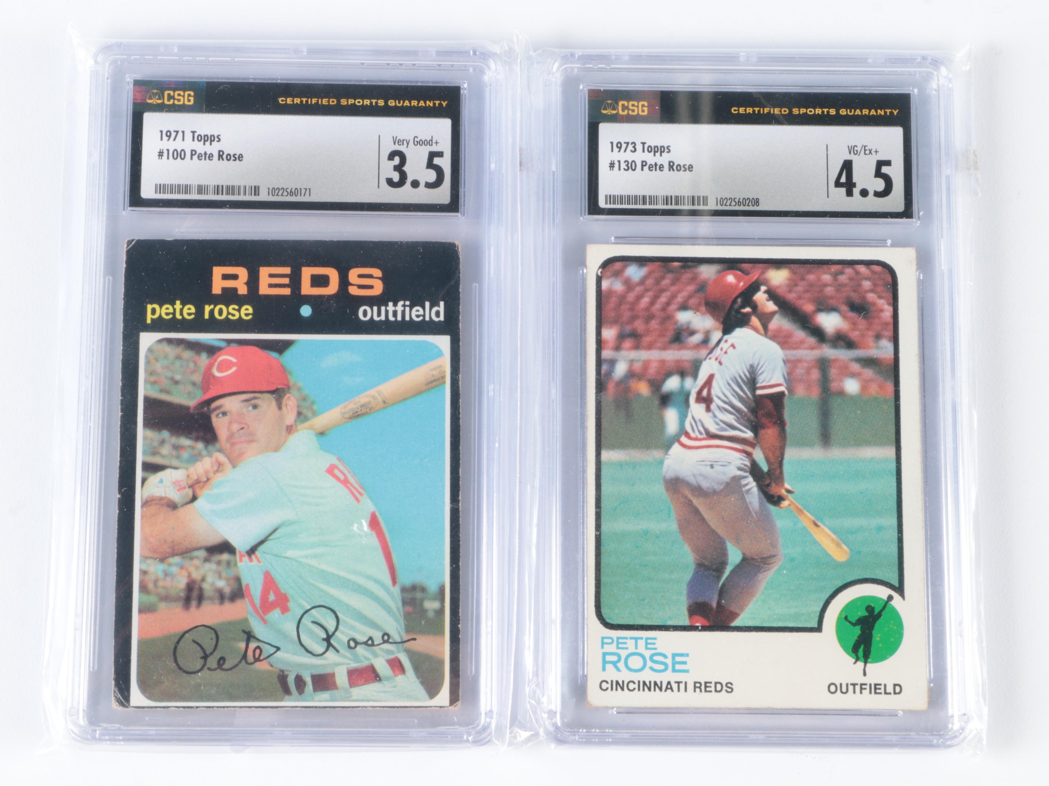Pete Rose Topps 1971 and 1973 Graded Cards with More Baseball Cards