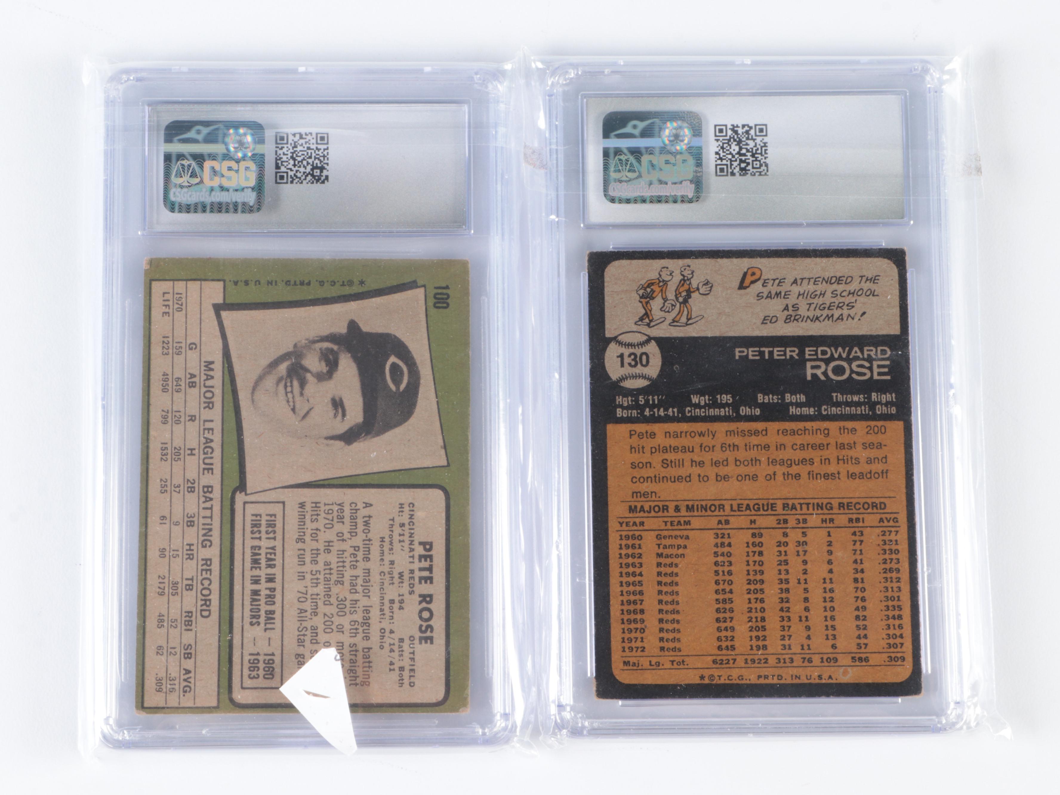 Pete Rose Topps 1971 and 1973 Graded Cards with More Baseball Cards