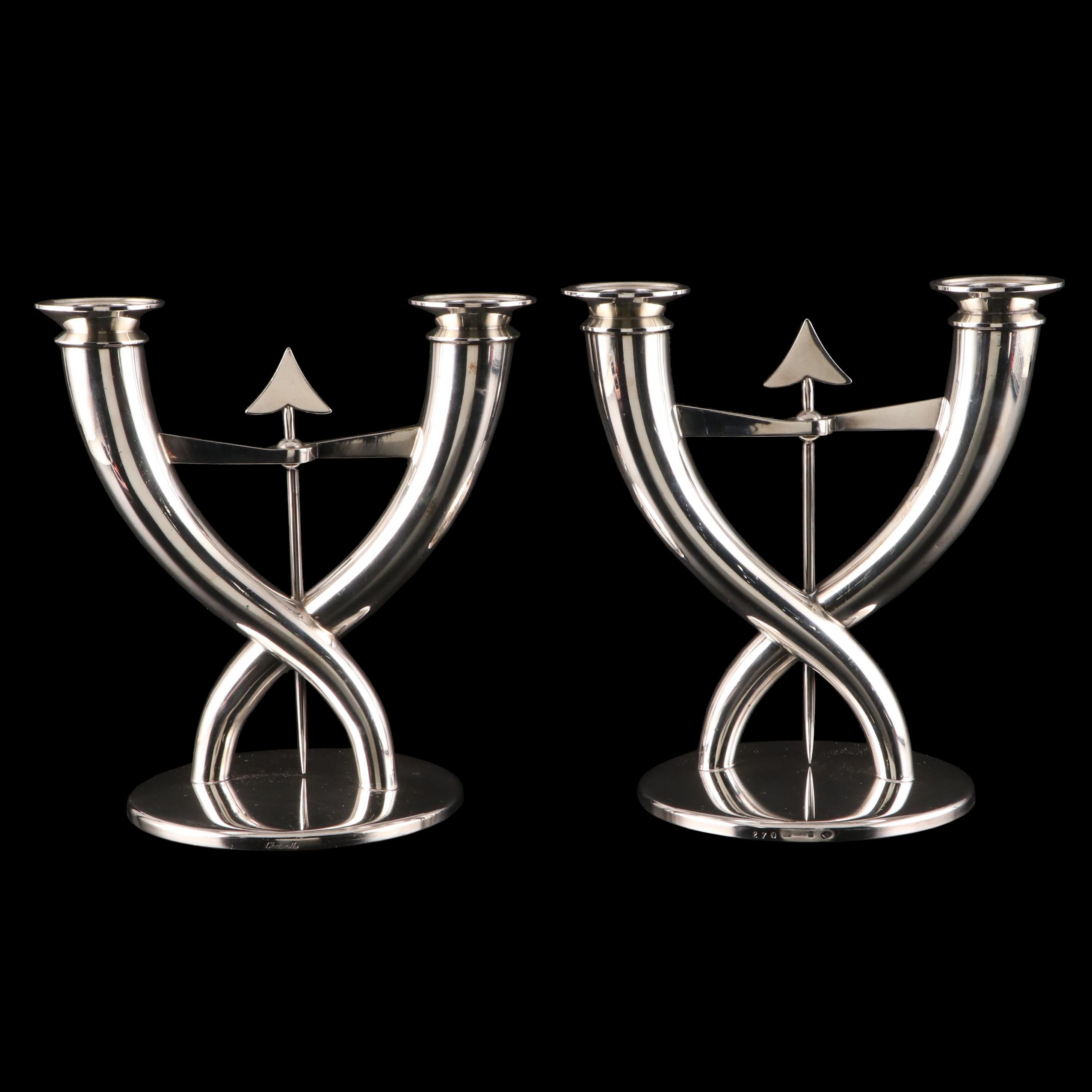 Gio Ponti for Christofle "Fleche" Silver Plate Branch Candelabra