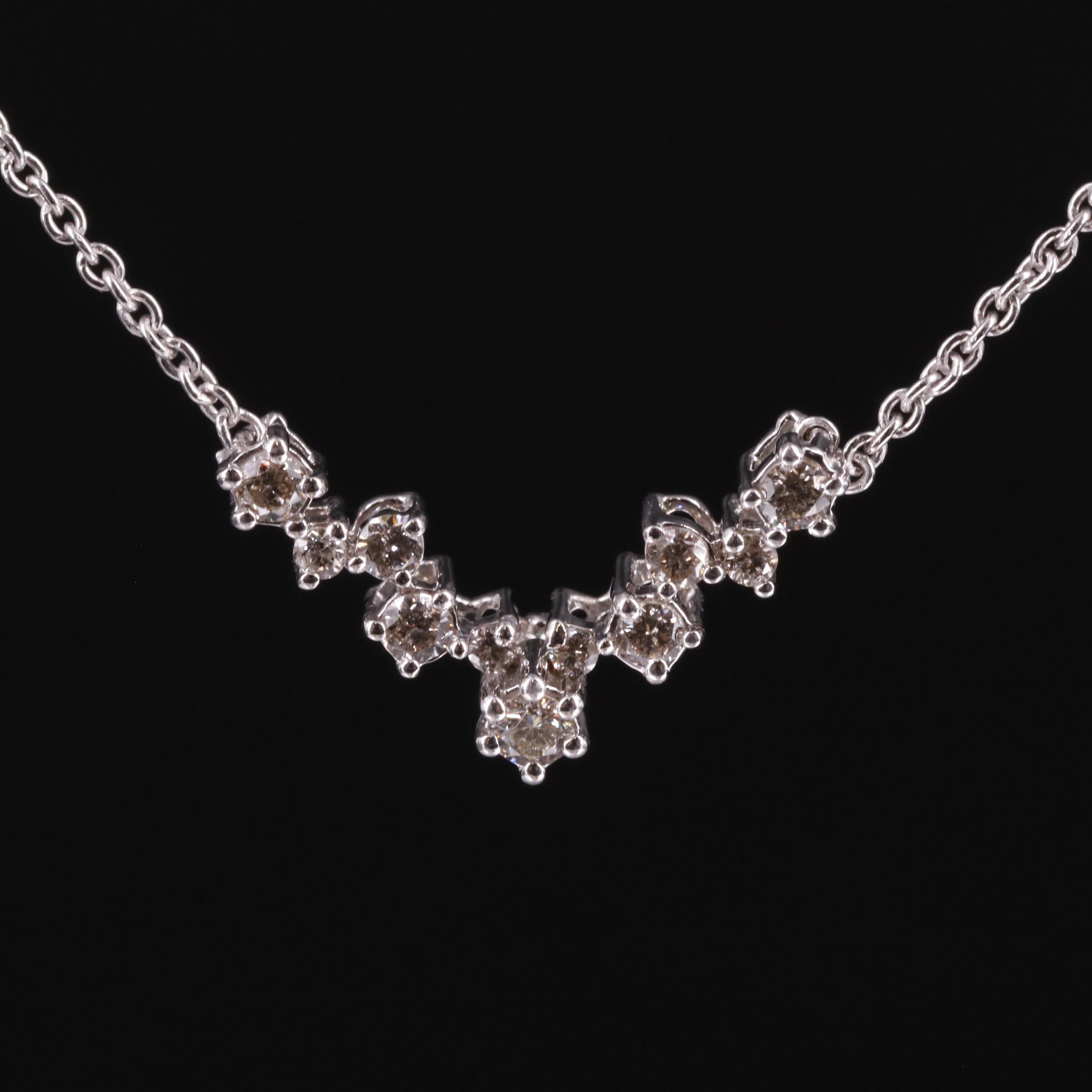 Sterling Diamond V Shaped Necklace