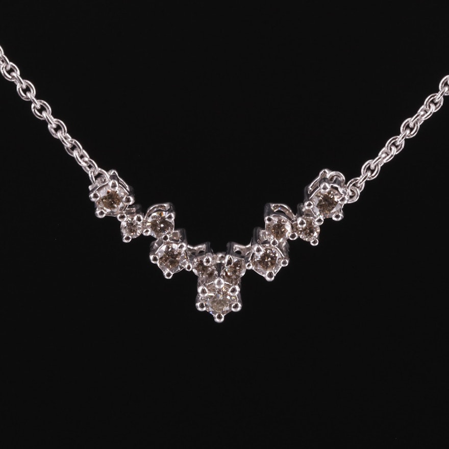 Sterling Diamond V Shaped Necklace