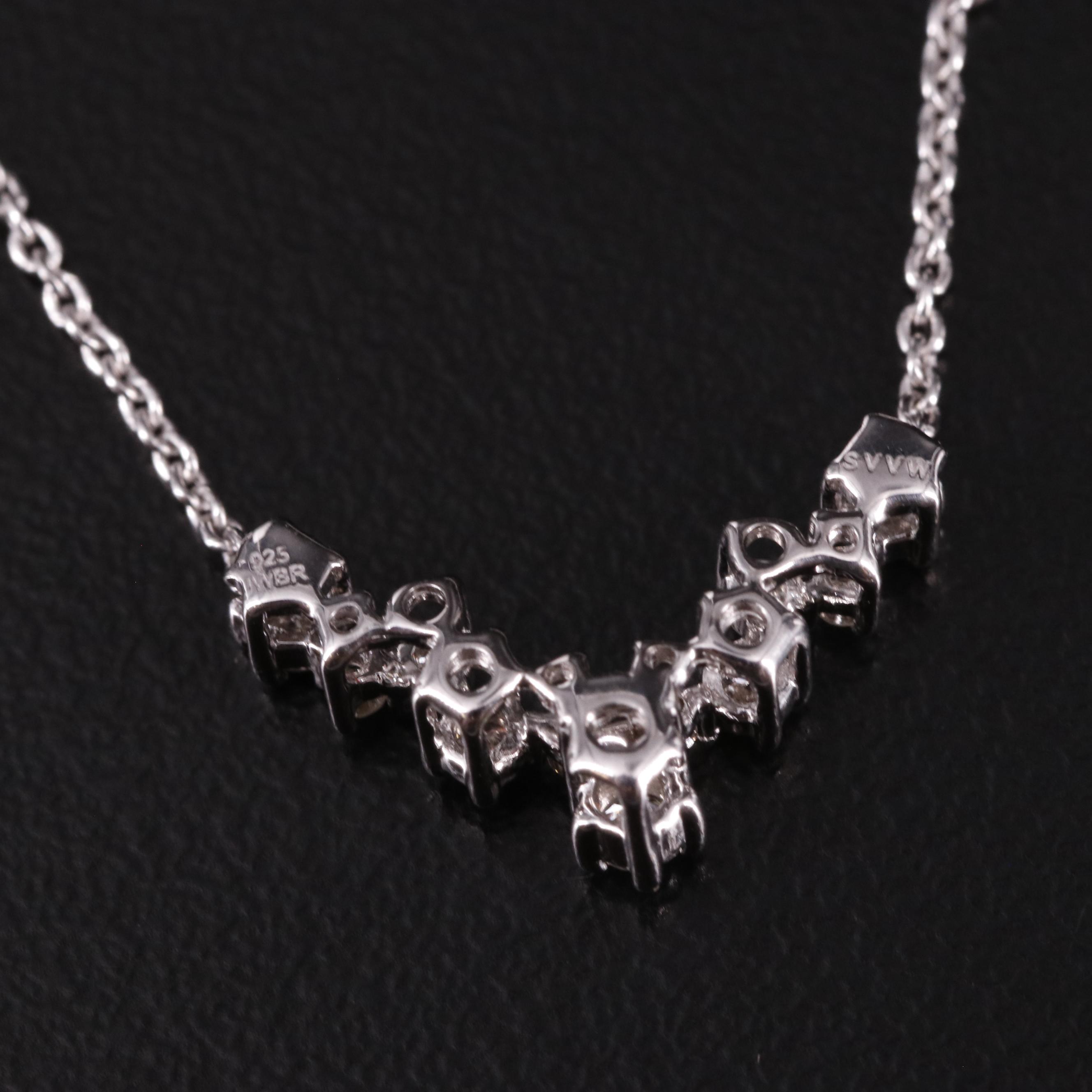 Sterling Diamond V Shaped Necklace