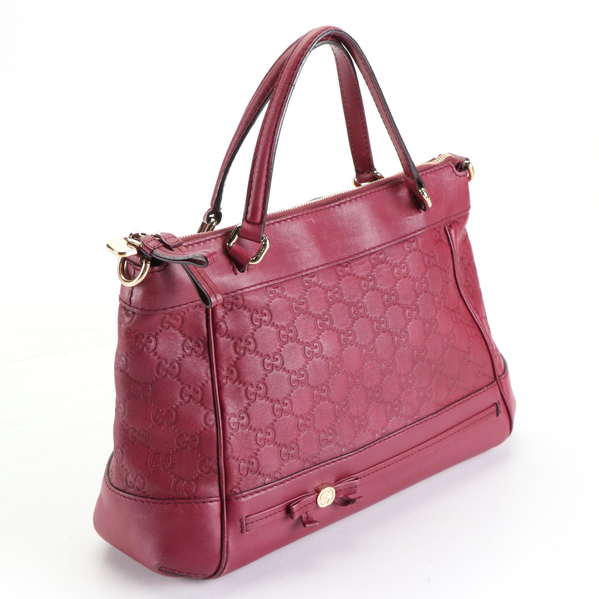 Gucci Mayfair Top Handle Bag in Burgundy Guccissima Leather