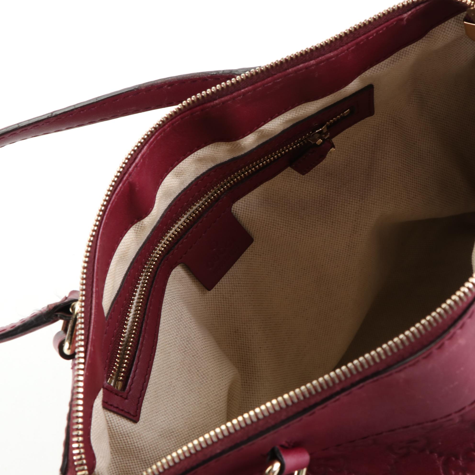 Gucci Mayfair Top Handle Bag in Burgundy Guccissima Leather