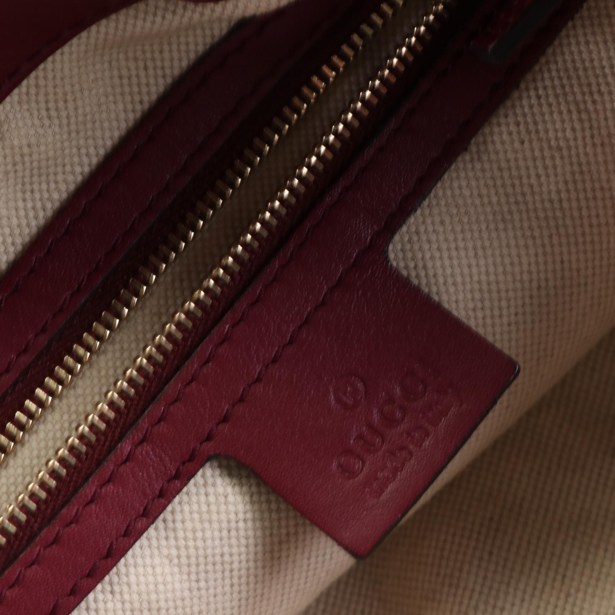 Gucci Mayfair Top Handle Bag in Burgundy Guccissima Leather