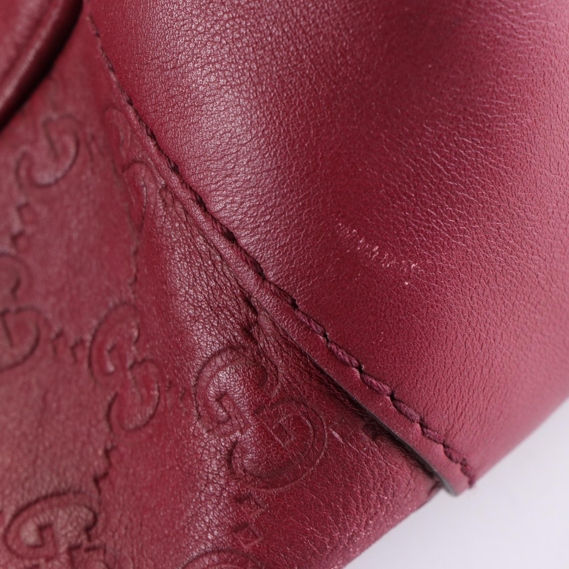 Gucci Mayfair Top Handle Bag in Burgundy Guccissima Leather