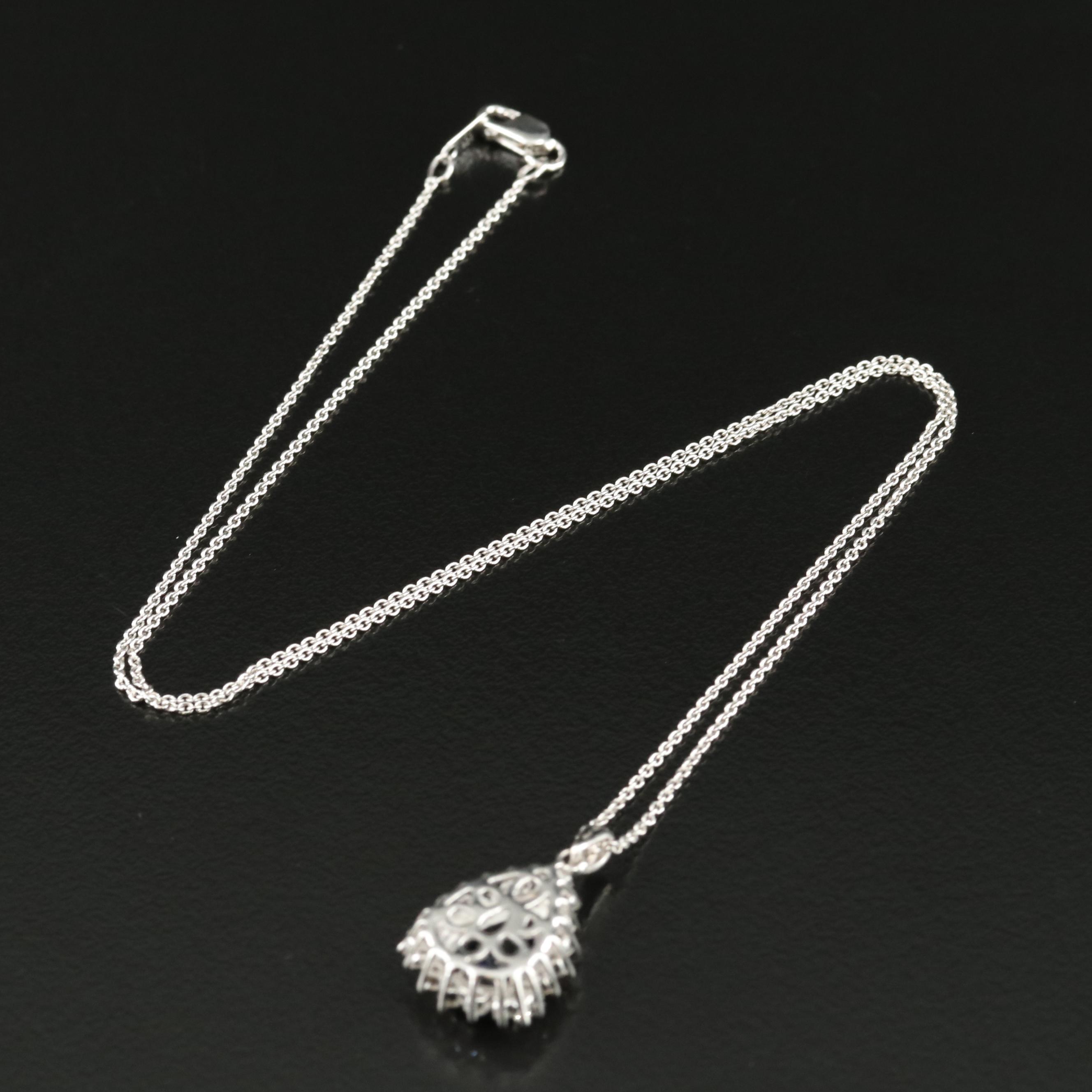 Sterling Sapphire and White Sapphire Pendant Necklace