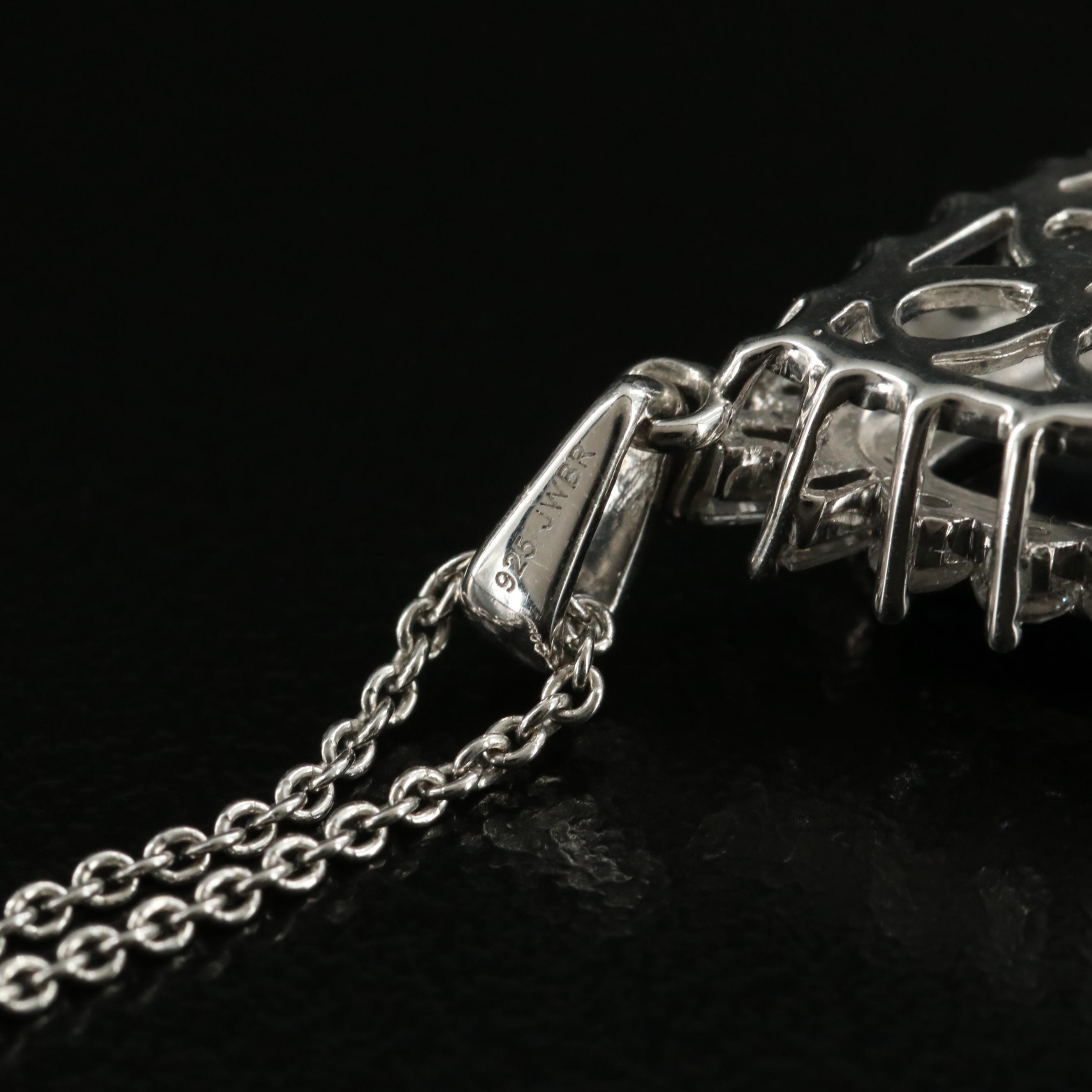 Sterling Sapphire and White Sapphire Pendant Necklace