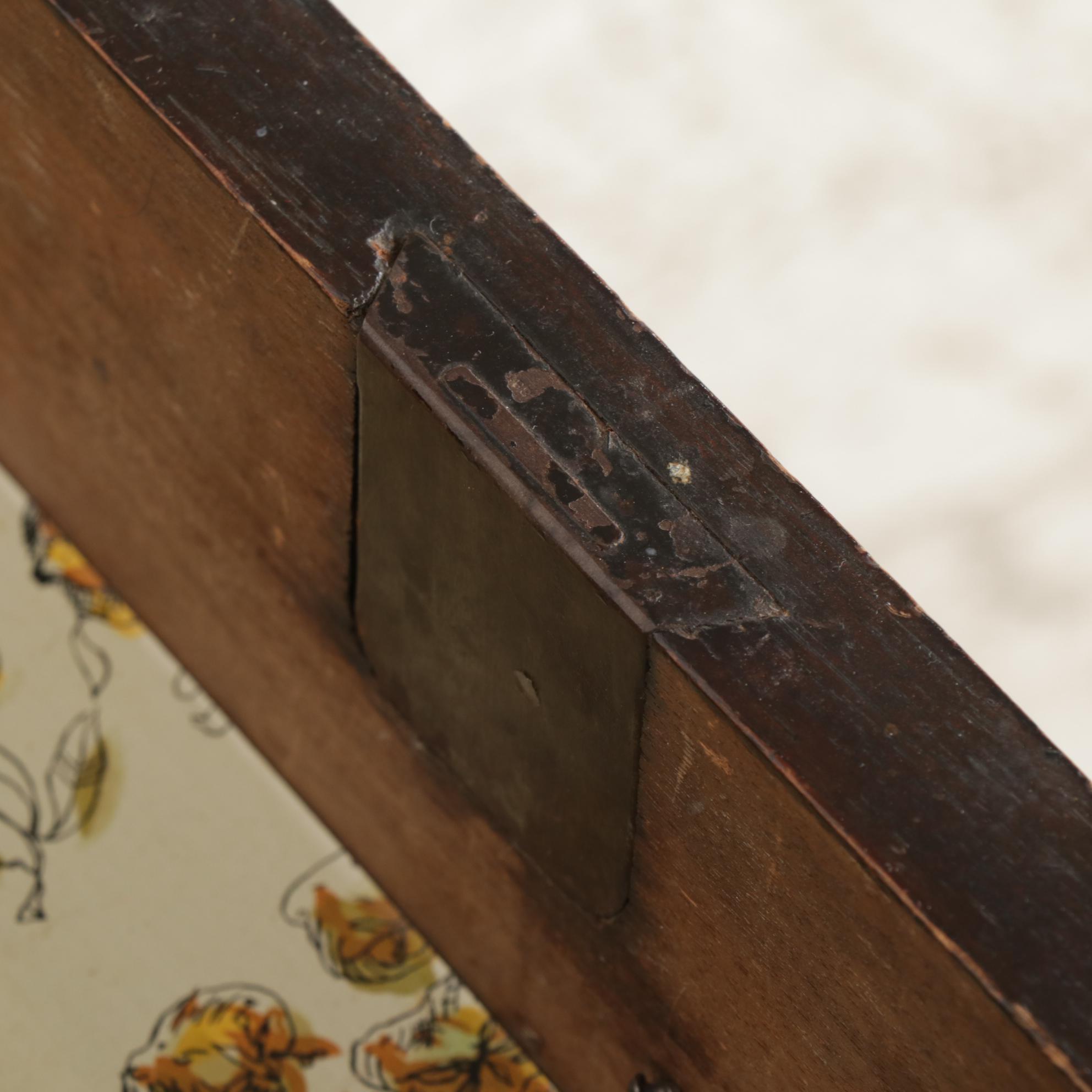 Late Victorian Walnut-Finish Marble Top Washstand with Later Wall Mirror