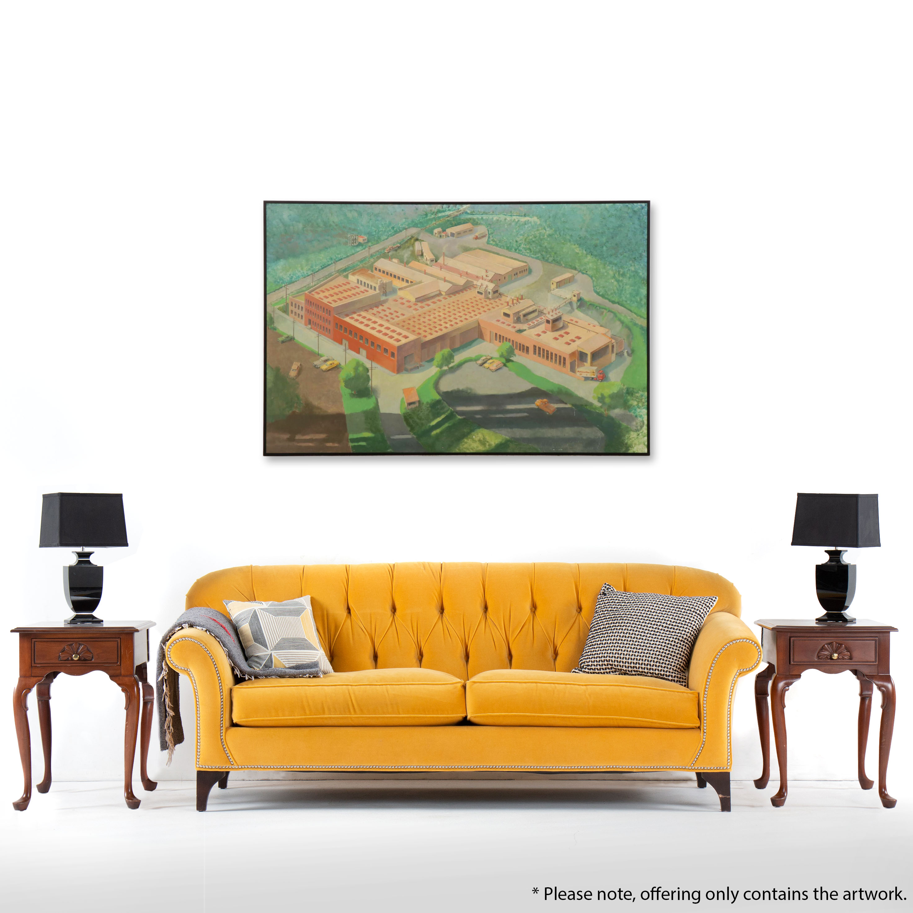 Large-Scale Oil Painting of Nationaline Warehouse, Circa 1970