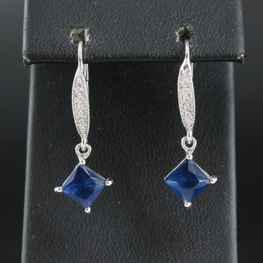 Sterling Cubic Zirconia and Glass Earrings