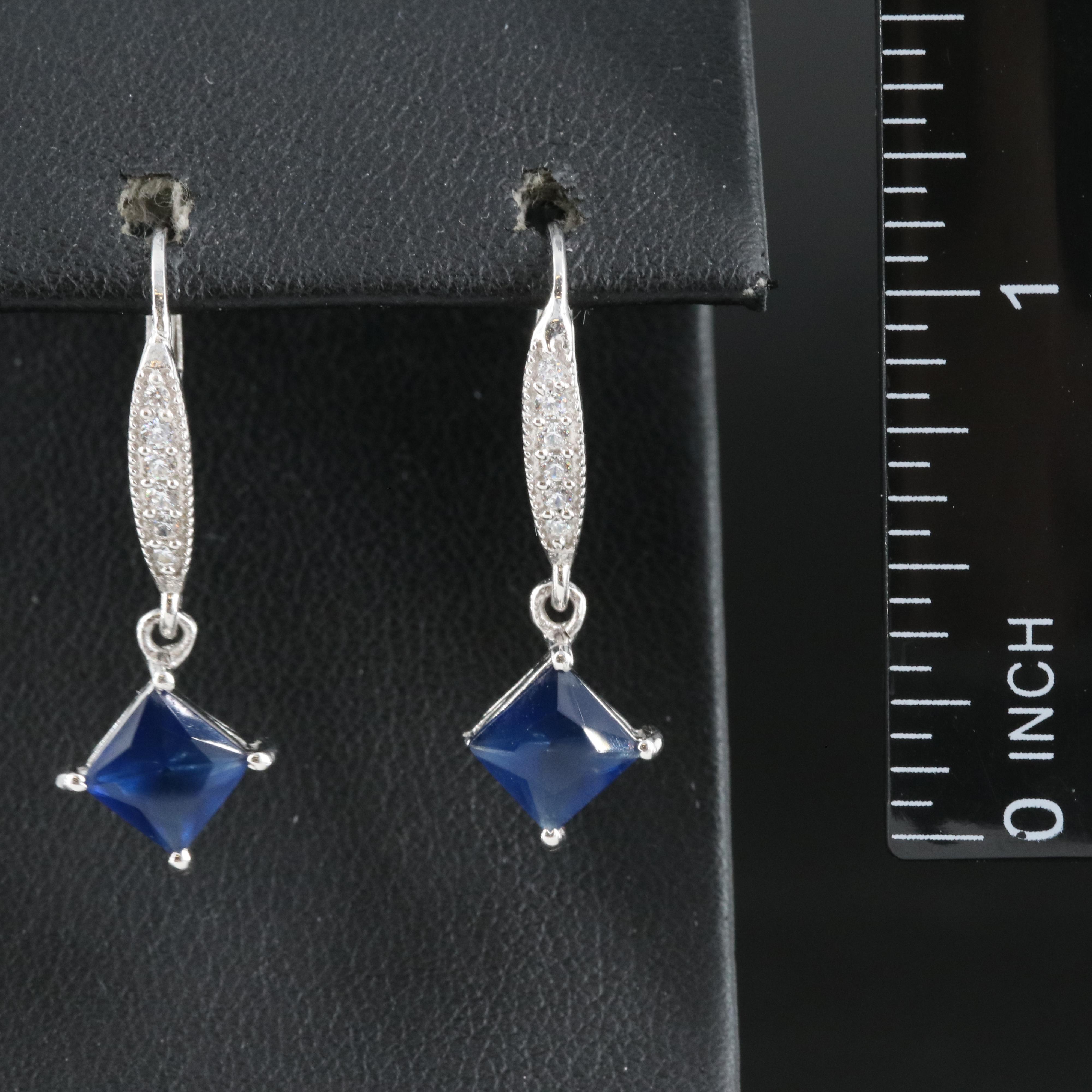 Sterling Cubic Zirconia and Glass Earrings