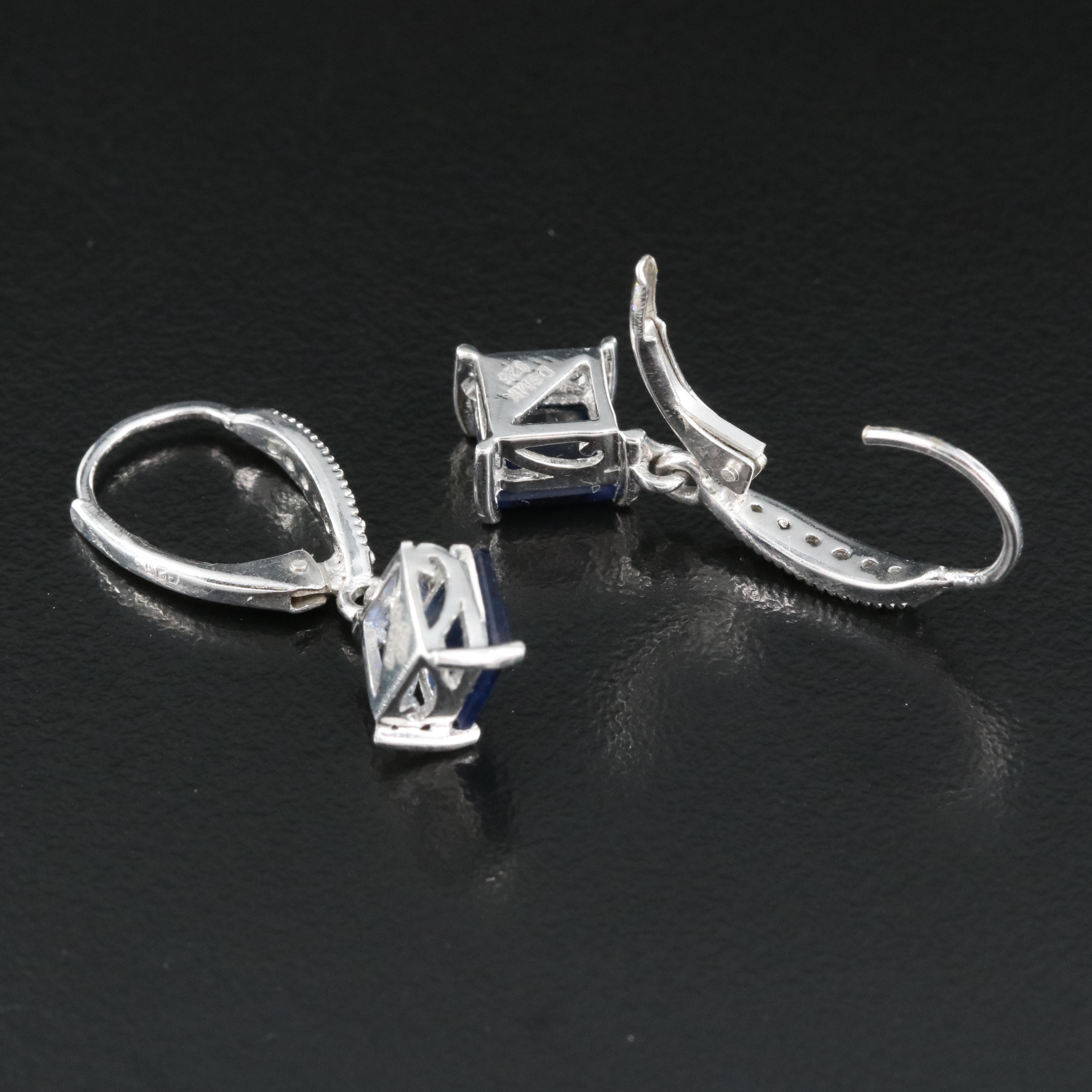 Sterling Cubic Zirconia and Glass Earrings