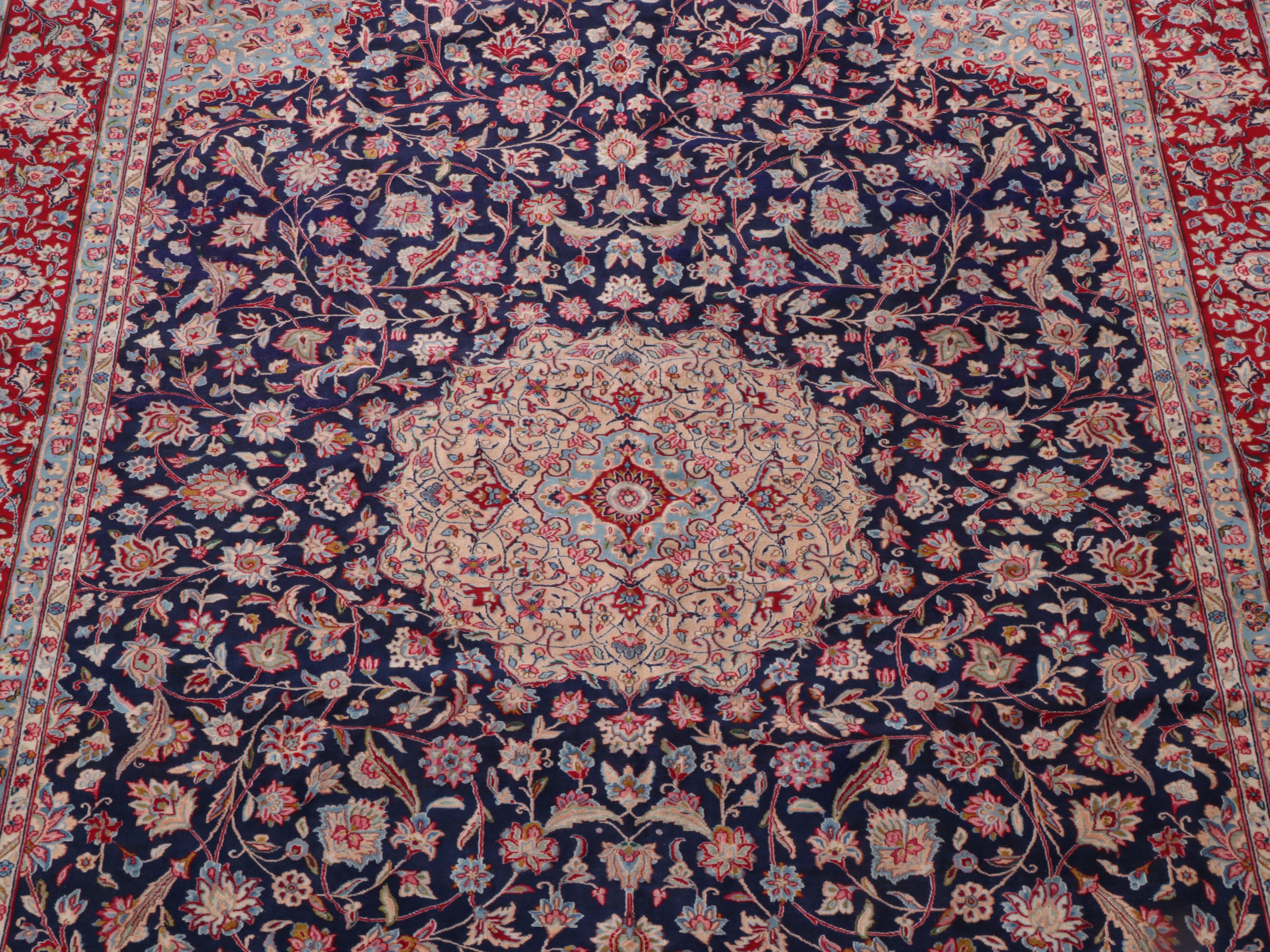 11'7 x 16'3 Hand-Knotted Persian Kashan Room Sized Rug