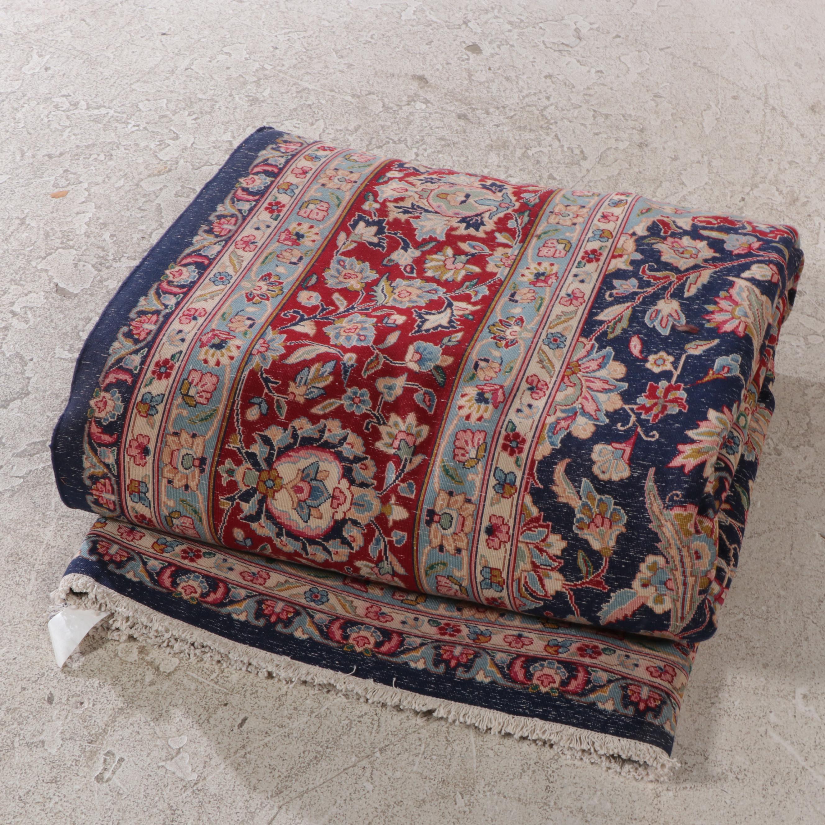 11'7 x 16'3 Hand-Knotted Persian Kashan Room Sized Rug