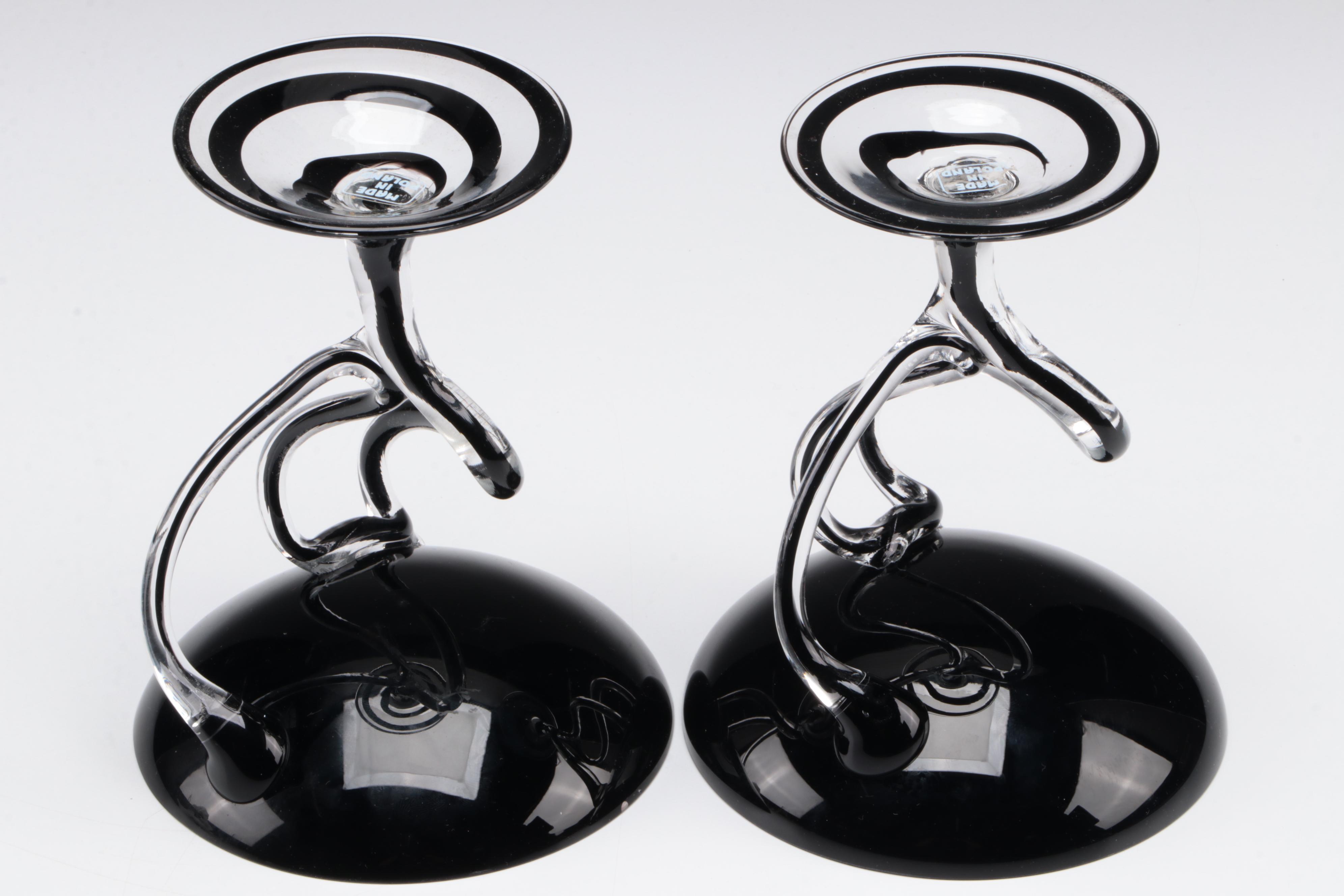 Jozefina Krosno Handmade Blown Jellyfish Themed Art Glass Compotes