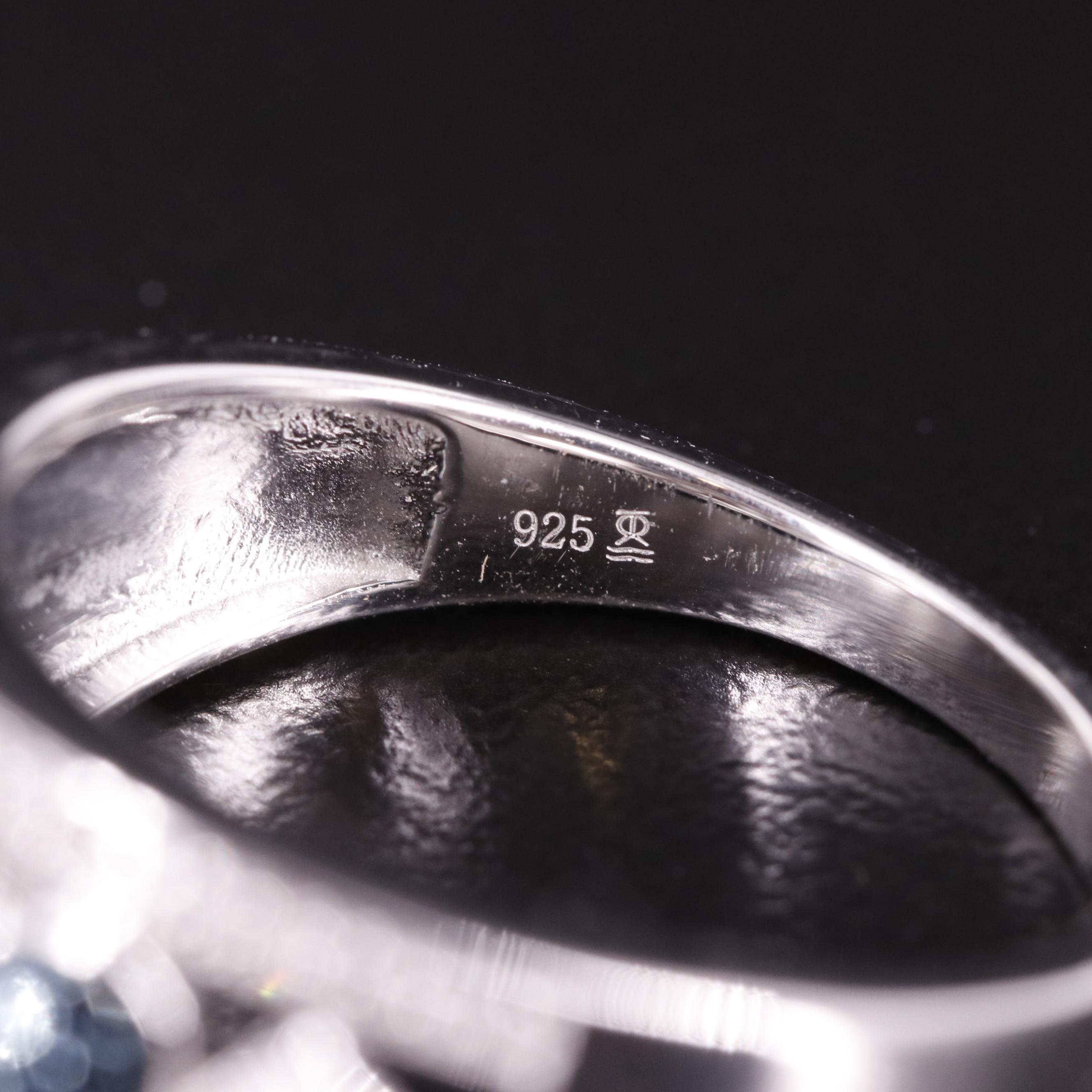 Sterling Diamond Ring Featuring Hearts