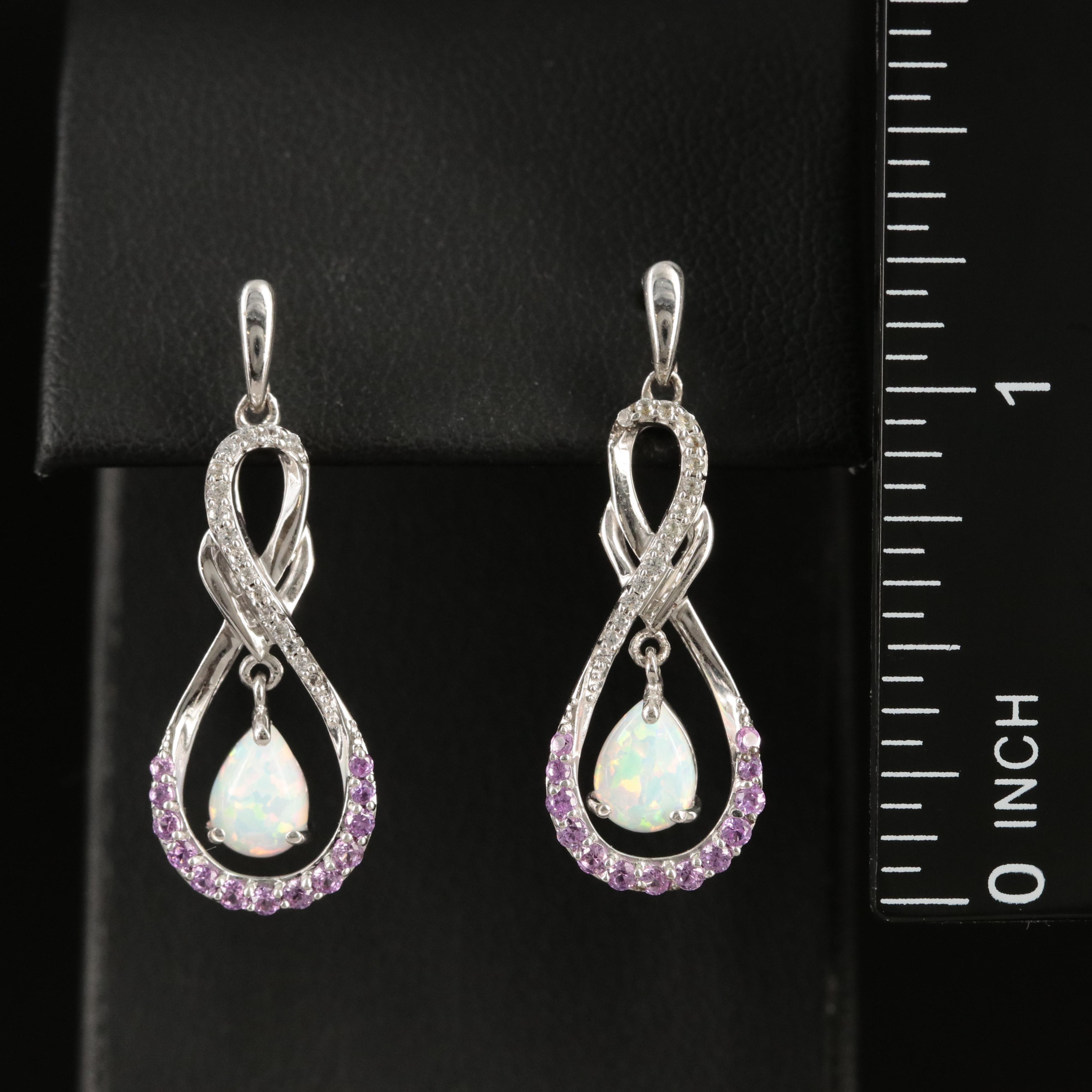 Sterling Opal and Sapphire Earrings