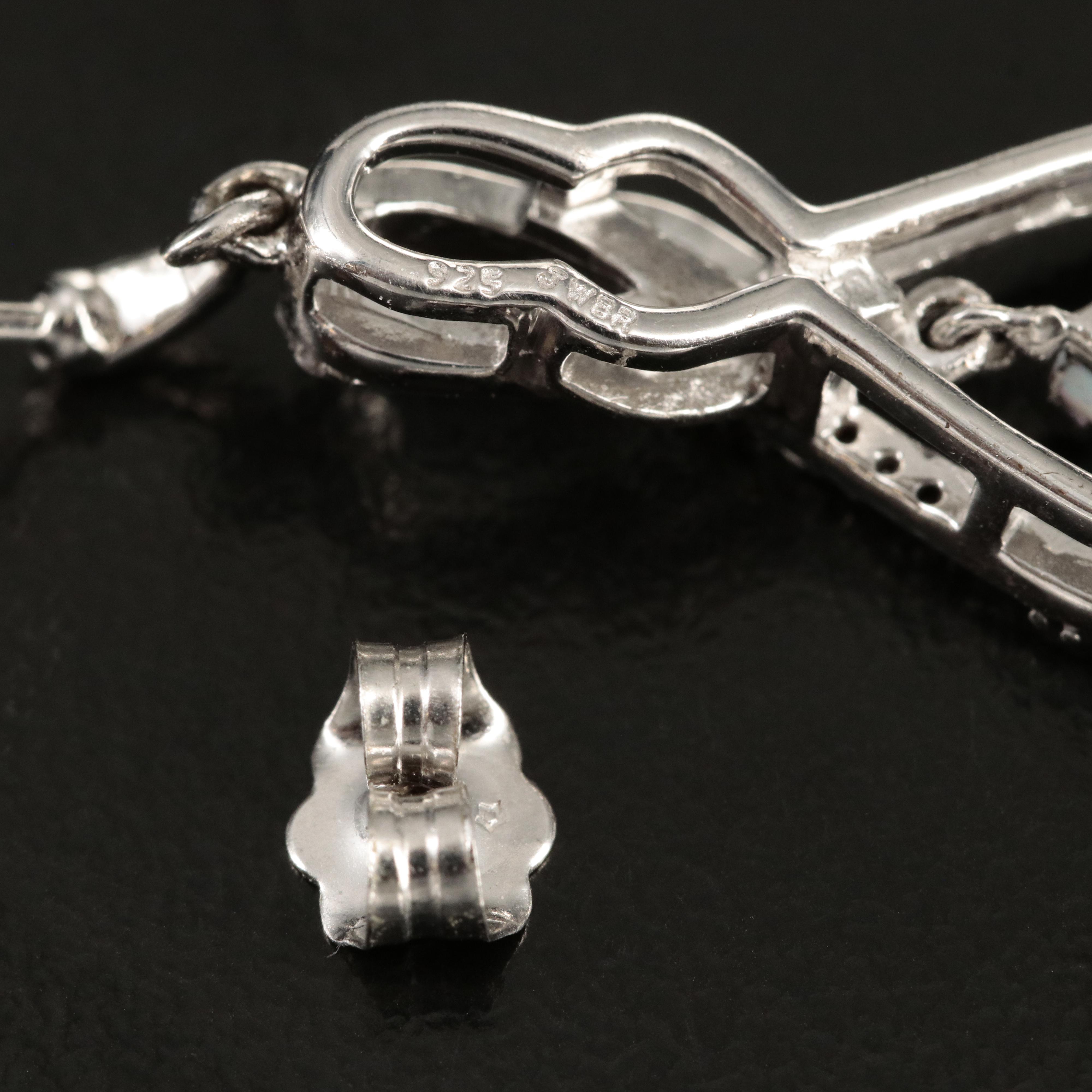 Sterling Opal and Sapphire Earrings