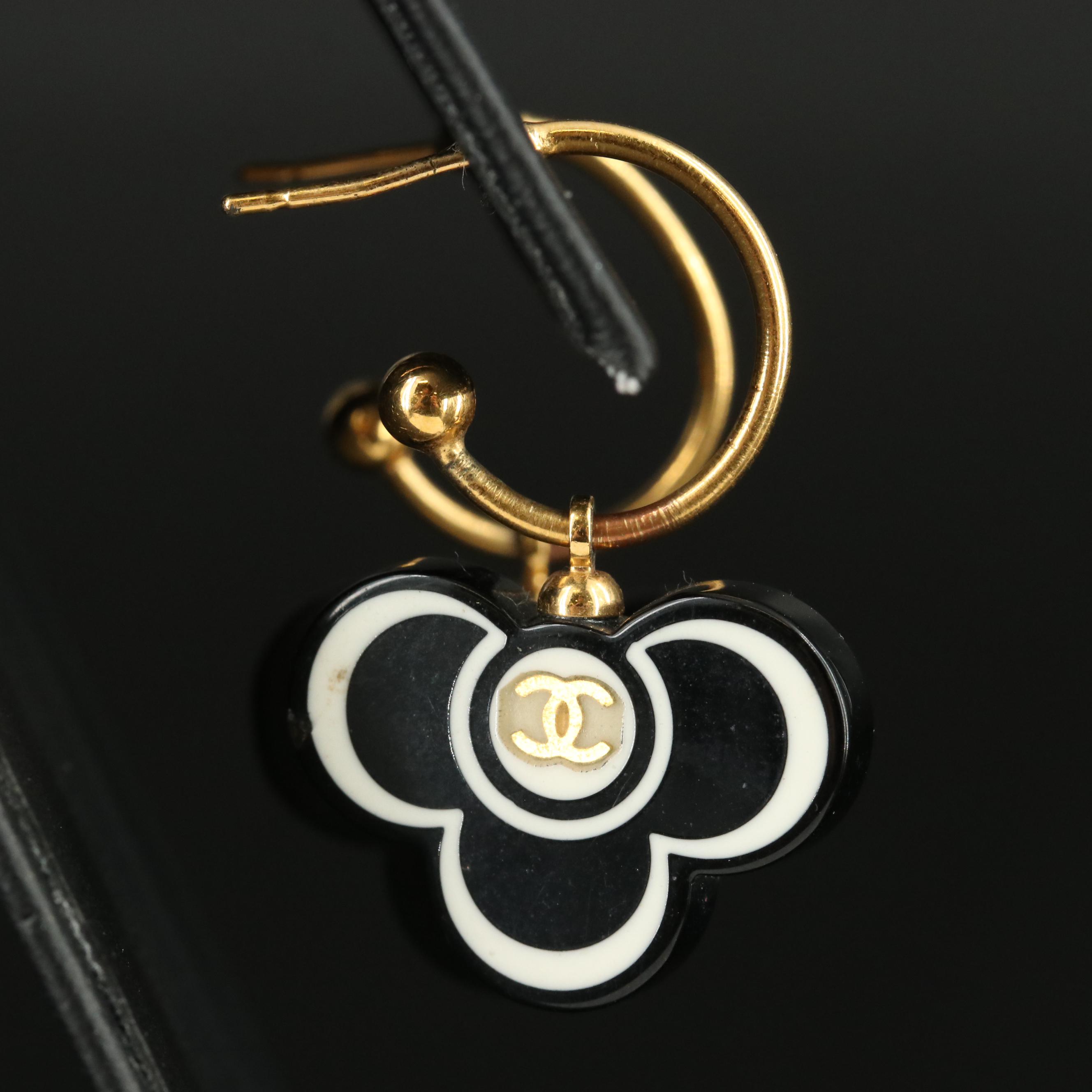 Chanel Acrylic Flower Logo Earrings
