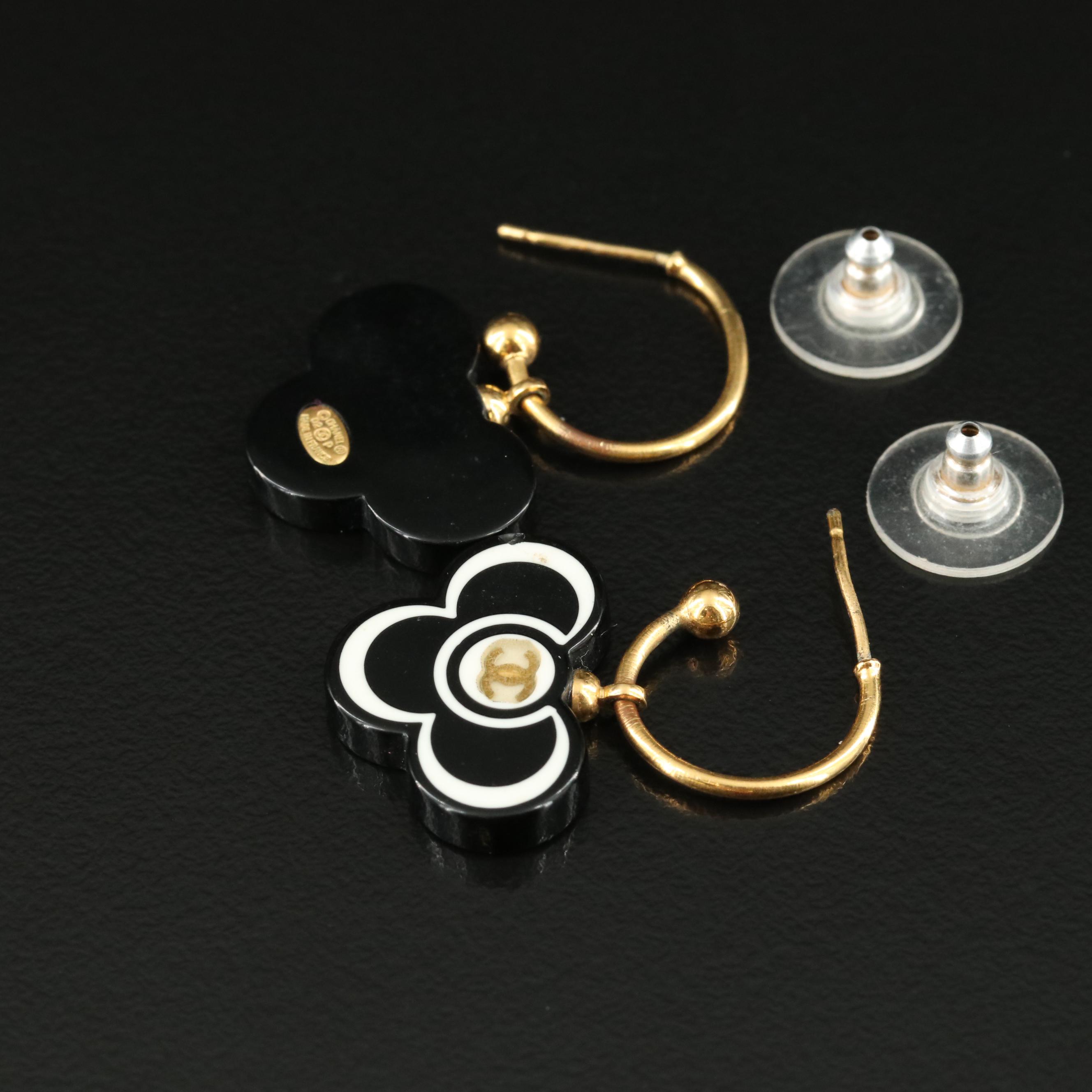 Chanel Acrylic Flower Logo Earrings
