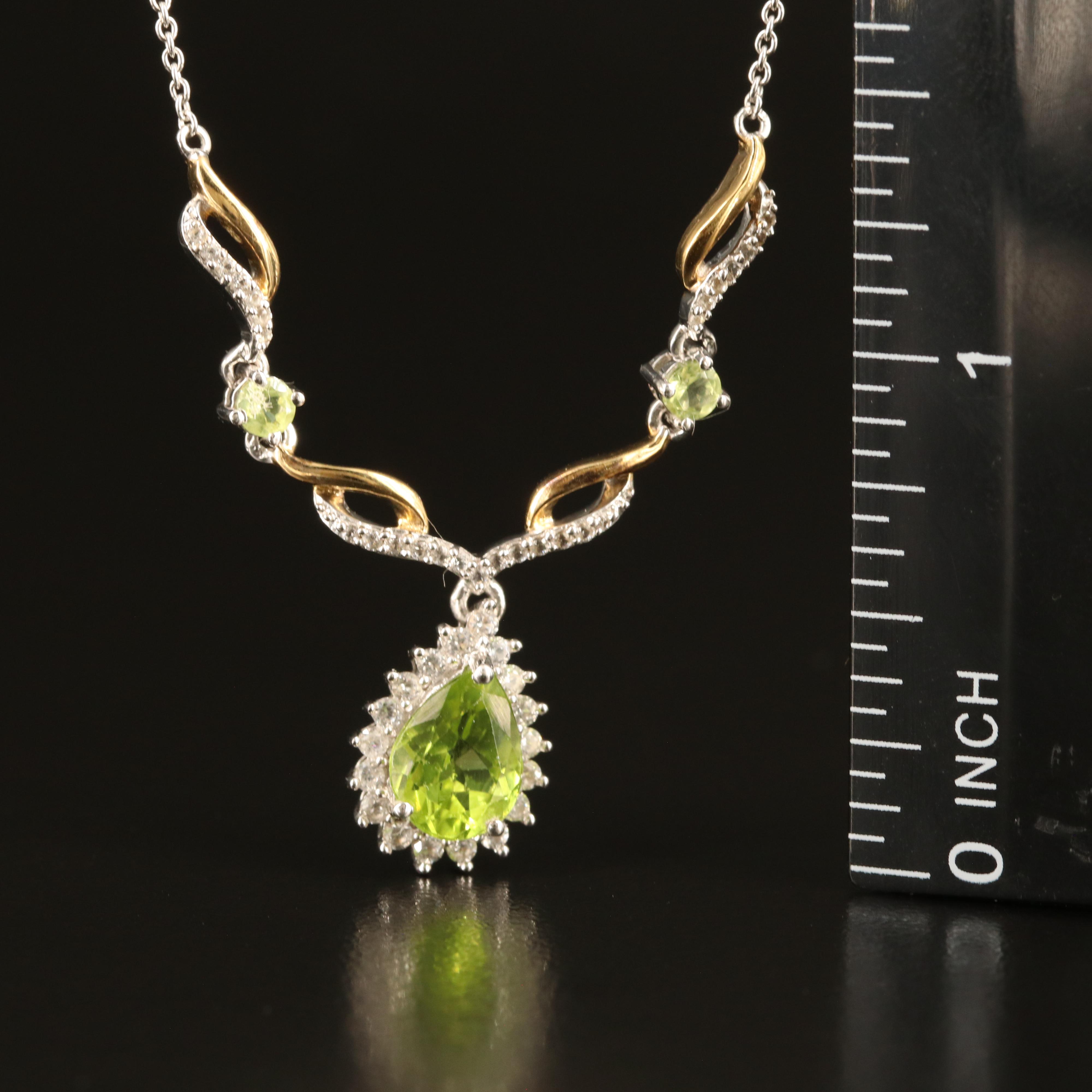 Sterling Peridot and Sapphire Necklace