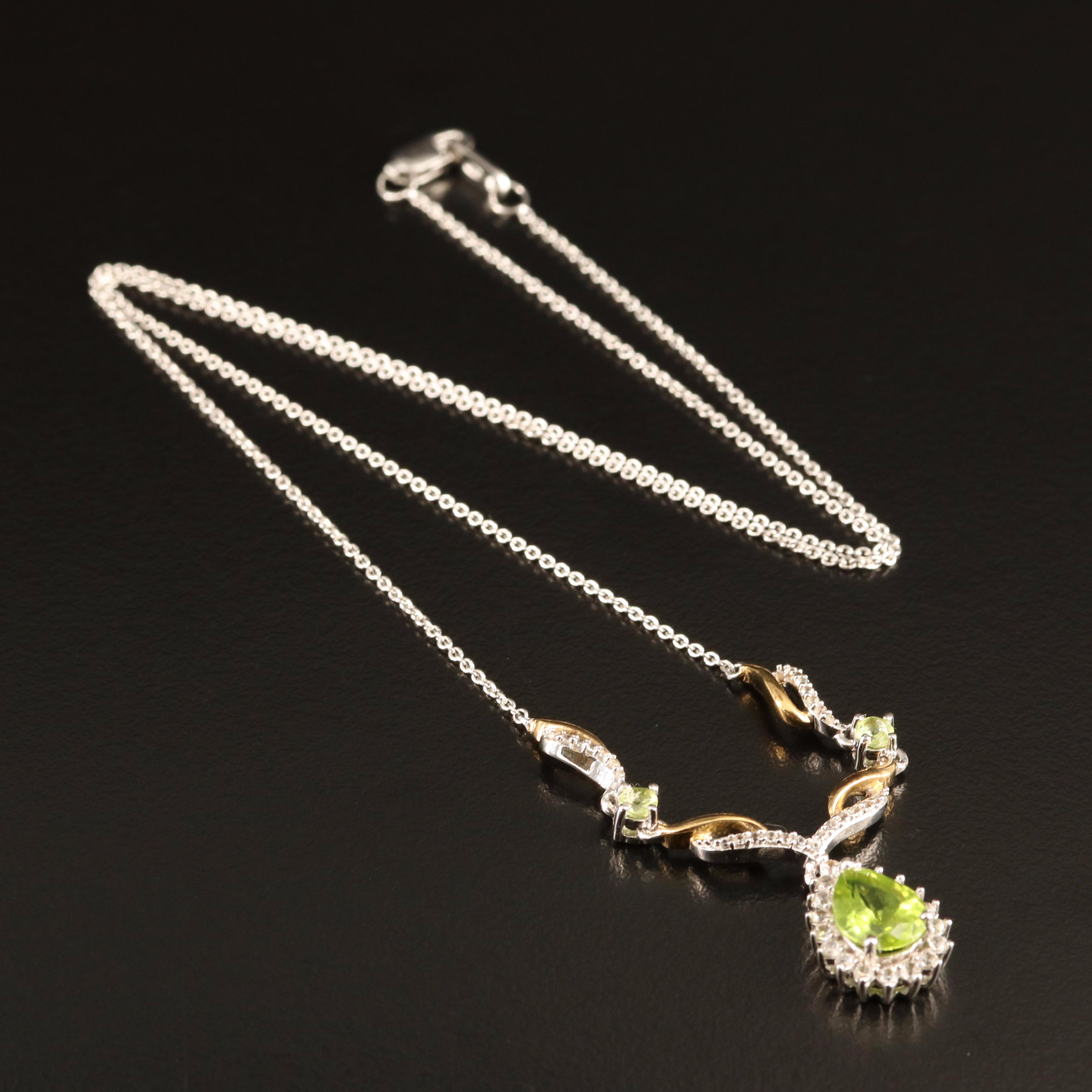 Sterling Peridot and Sapphire Necklace