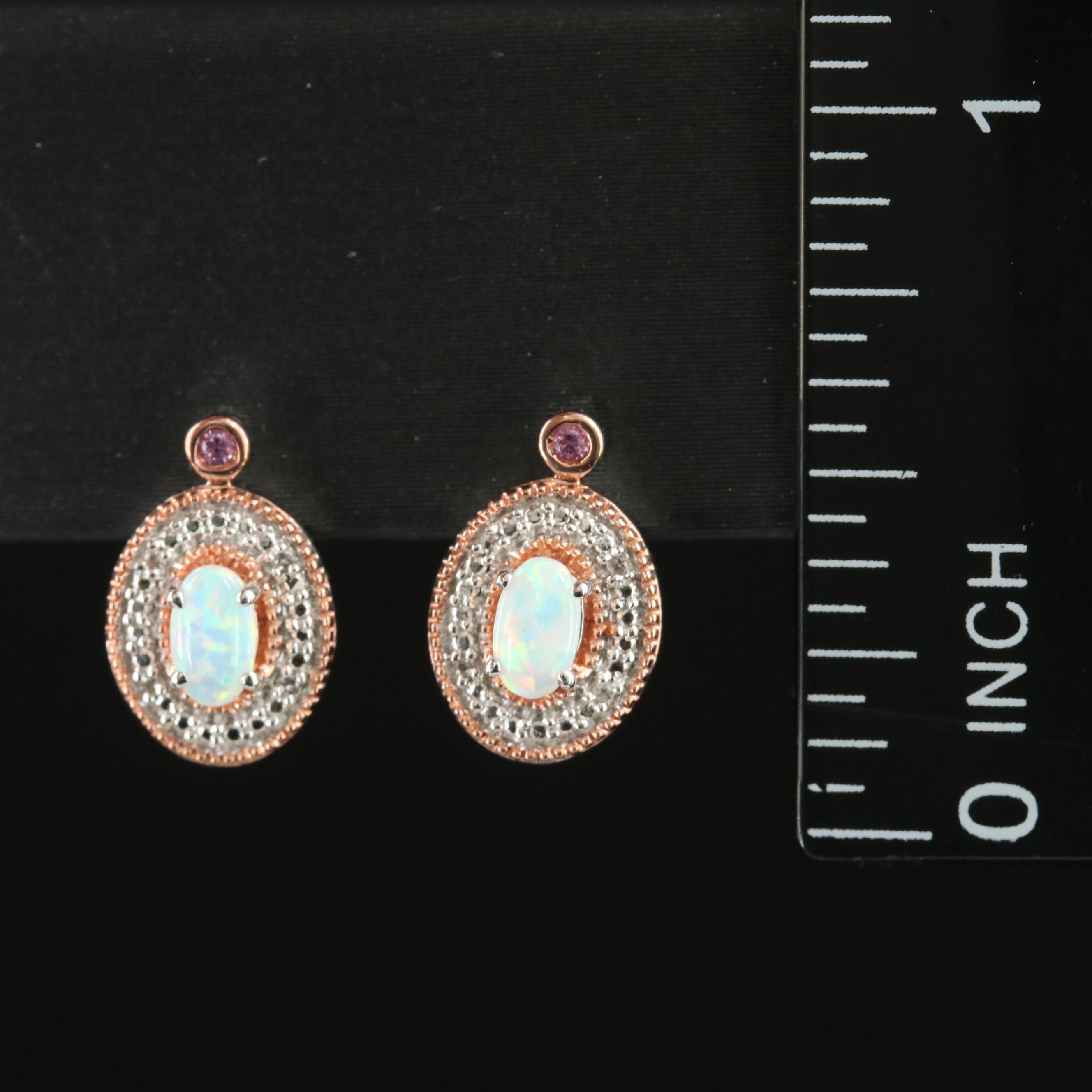 Sterling Opal and Sapphire Earrings