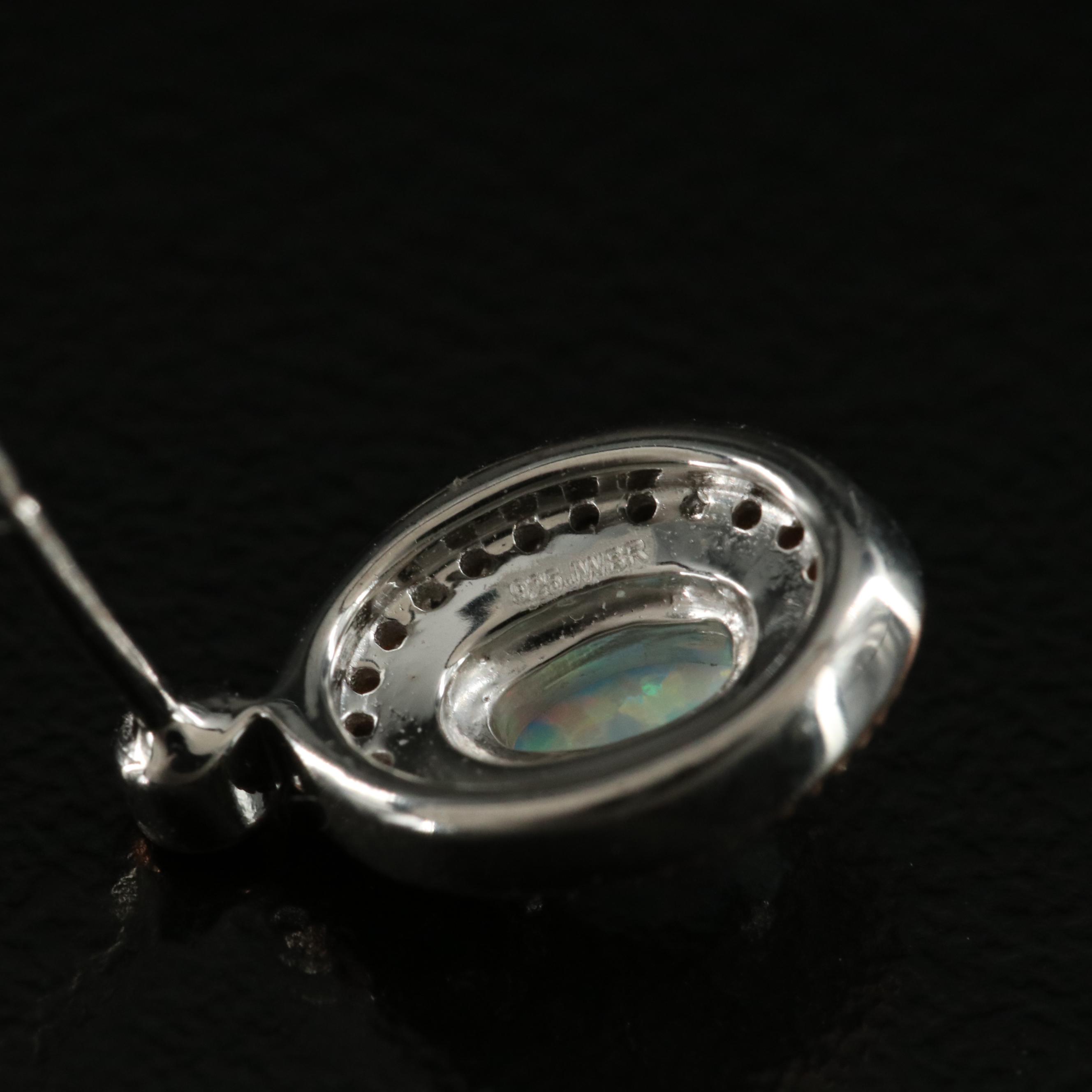 Sterling Opal and Sapphire Earrings