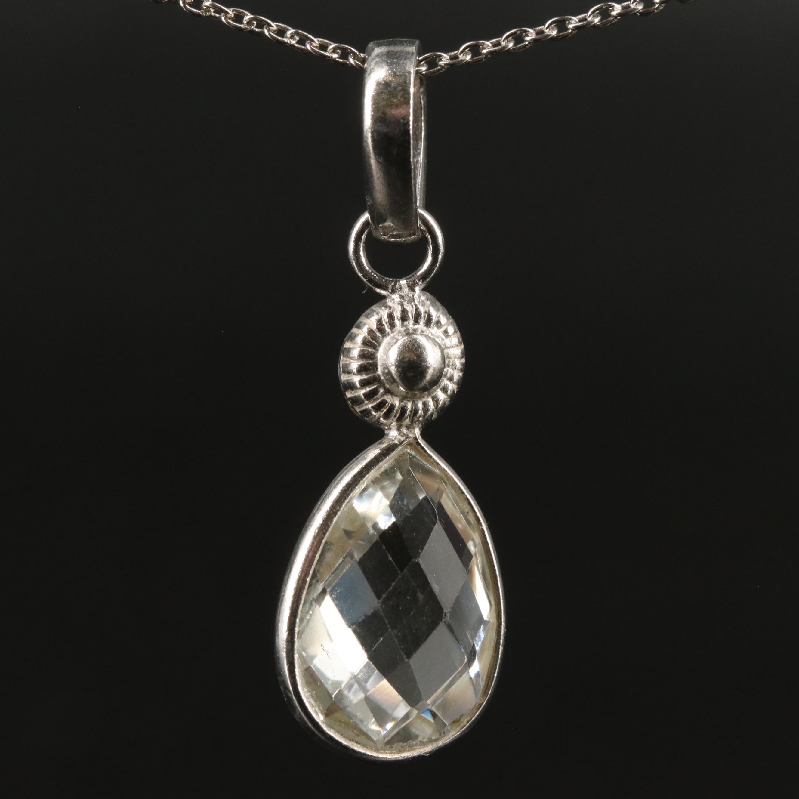 Sterling White Topaz Pendant Necklace